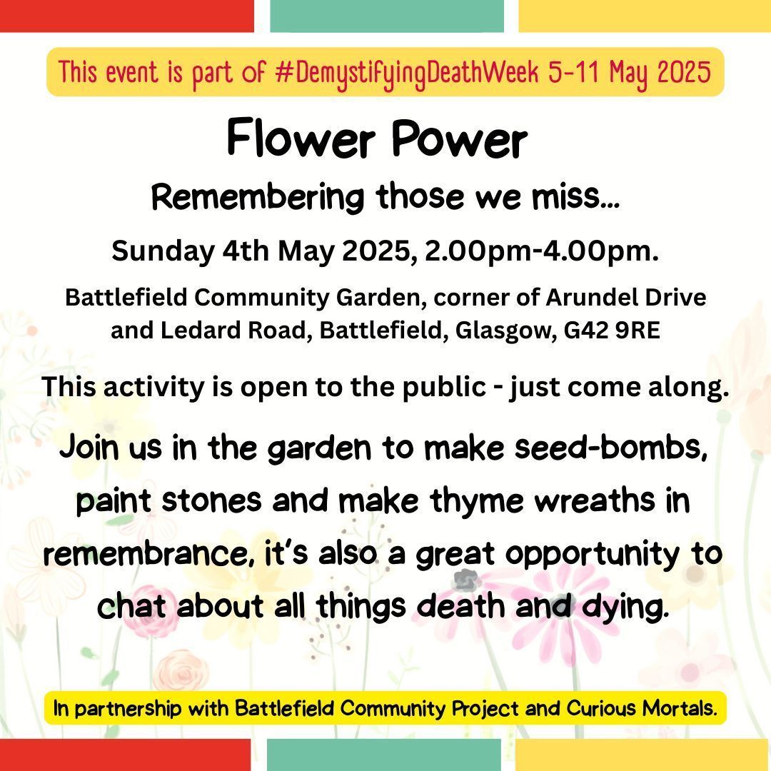 NHSGGC - Planning Your Care (@nhsggc_fcp) on Twitter photo Looking for something different this Sunday?
Enjoy a lovely day with lovely memories and lovely people under a sunny sky ☀ Bring your family – everyone is welcome 🌼🌼🌼
To book your place 👉 eventbrite.co.uk/o/pushing-up-t…
@nhsggc <a href="/NHSGGC/">NHS Greater Glasgow and Clyde</a>Carers <a href="/LifeDeathGrief/">GoodLifeDeathGrief</a> <a href="/finns_place/">Finn’s Place</a> Looking for something different this Sunday?
Enjoy a lovely day with lovely memories and lovely people under a sunny sky ☀ Bring your family – everyone is welcome 🌼🌼🌼
To book your place 👉 eventbrite.co.uk/o/pushing-up-t…
@nhsggc <a href="/NHSGGC/">NHS Greater Glasgow and Clyde</a>Carers <a href="/LifeDeathGrief/">GoodLifeDeathGrief</a> <a href="/finns_place/">Finn’s Place</a>