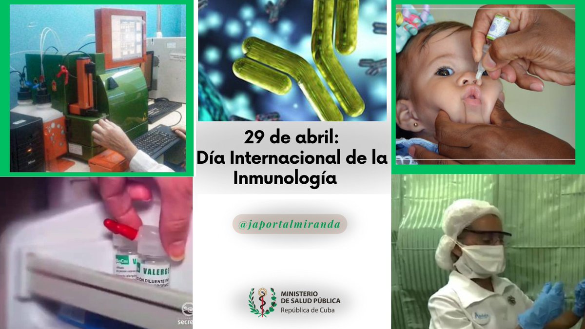 José Angel Portal Miranda (@japortalmiranda) on Twitter photo 🇨🇺 En este #DíaInternacionalDeLaInmunología, desde el <a href="/MINSAPCuba/">Ministerio de Salud Pública de Cuba</a> queremos felicitar y reconocer a los profesionales cubanos de esta especialidad, una ciencia esencial que nos protege de enfermedades, impulsa avances en vacunas y desde la cual también se defiende la vida. 🇨🇺 En este #DíaInternacionalDeLaInmunología, desde el <a href="/MINSAPCuba/">Ministerio de Salud Pública de Cuba</a> queremos felicitar y reconocer a los profesionales cubanos de esta especialidad, una ciencia esencial que nos protege de enfermedades, impulsa avances en vacunas y desde la cual también se defiende la vida.
