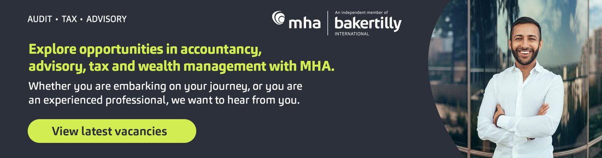 📣 Explore opportunities in accountancy, advisory, tax &amp; wealth management with MHA Accountants.

FIND OUT MORE 👇
bit.ly/4iENTUr

#accountancy #advisoryservices #tax #wealthmanagement