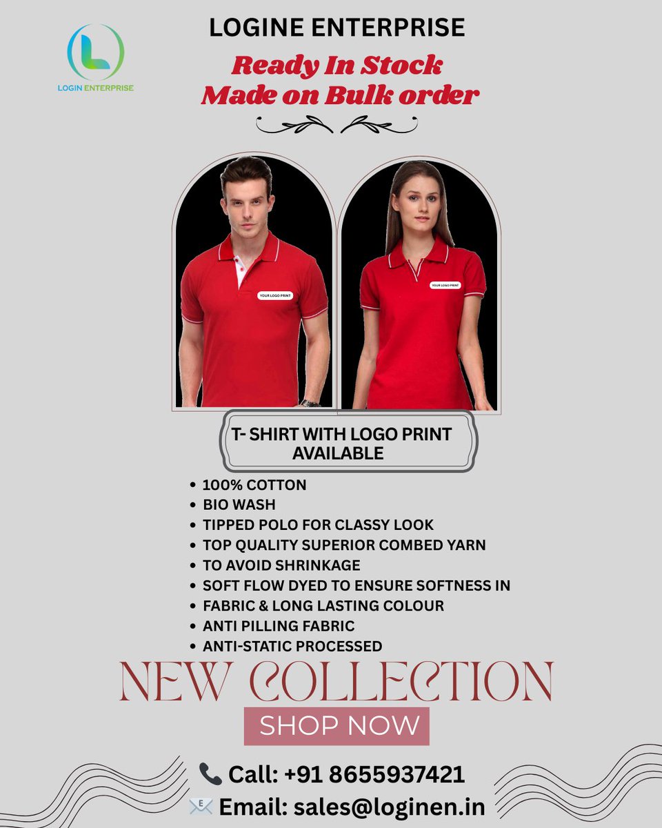 EnterpriseLogin's tweet photo. 👕 New in Stock!
Custom Logo Polo T-Shirts for businesses, teams, and events.
✔ 100% Cotton
✔ Anti-Shrink &amp; Anti-Pilling
✔ Bulk orders only
📞 +91 8655937421 | ✉️ sales@loginen.in
#CustomTShirts #BulkOrders #LoginEnterprise https://t.co/8fmoxTQivV