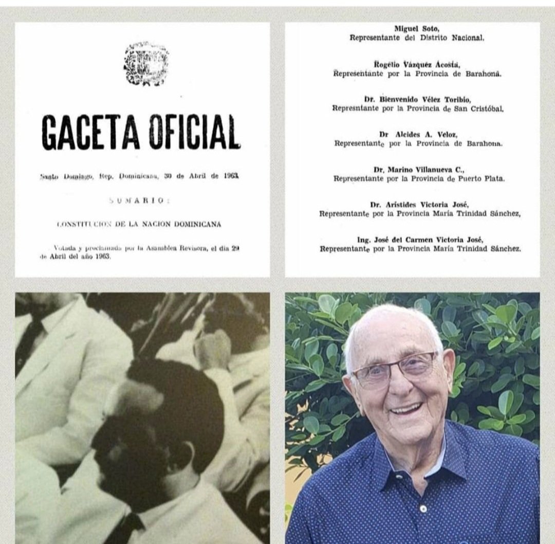 Hoy 29 de abril, se conmemora el 62 aniversario de la Constitución de Juan Bosch. Mi padre Arístides Victoria José fue Diputado 1963 y es el único Constituyente Boschista que vive. Siempre agradecido de Dios por su salud.