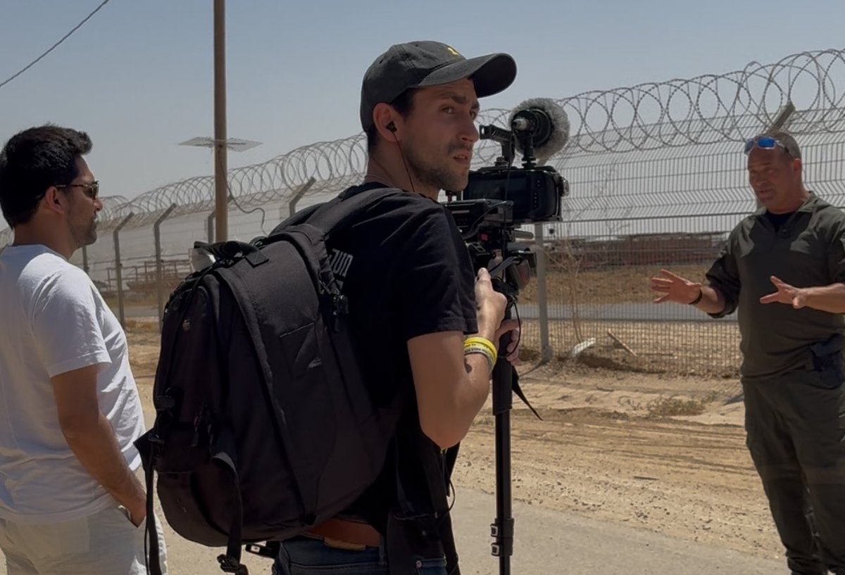 MahyarTousi's tweet photo. We are at the Gaza border filming our ‘This Is Israel’ documentary for Tousi TV+

Behind us, the IDF are hammering Hamas. https://t.co/YoaqzOk64O