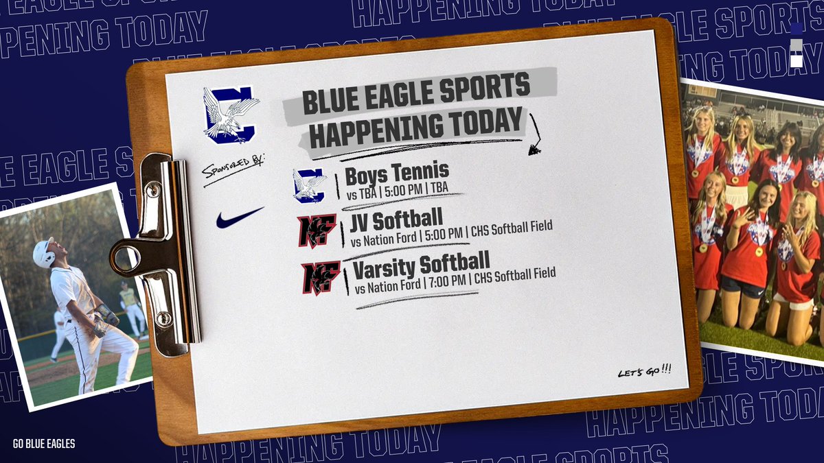 BlueEagleAD (@blueeaglead) on Twitter photo Blue Eagle Nation, here's part 2 of your daily guide to all the athletic action happening today! Remember to cheer on our teams. #GoBlueEagles <a href="/CHS_BlueEagles/">Clover High School</a> <a href="/9GC_BlueEagles/">9GC_BlueEagles</a> Blue Eagle Nation, here's part 2 of your daily guide to all the athletic action happening today! Remember to cheer on our teams. #GoBlueEagles <a href="/CHS_BlueEagles/">Clover High School</a> <a href="/9GC_BlueEagles/">9GC_BlueEagles</a>