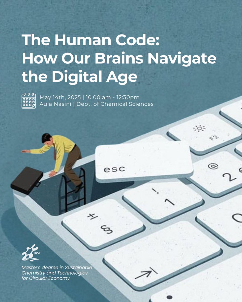 discunipd's tweet image. 🧠 The Human Code: how tech reshapes brains, science, and security
📅 May 14 | 🕙 10:00–12:30 

Speakers:
🔹 N. Wood – Emotions &amp;amp; adaptation
🔹@gianpacc – Innovation between open and secret science
🔹 @mauroconti_ – Cybersecurity &amp;amp; society

Register ➡️ forms.gle/uQNemr7XWkAcKv…