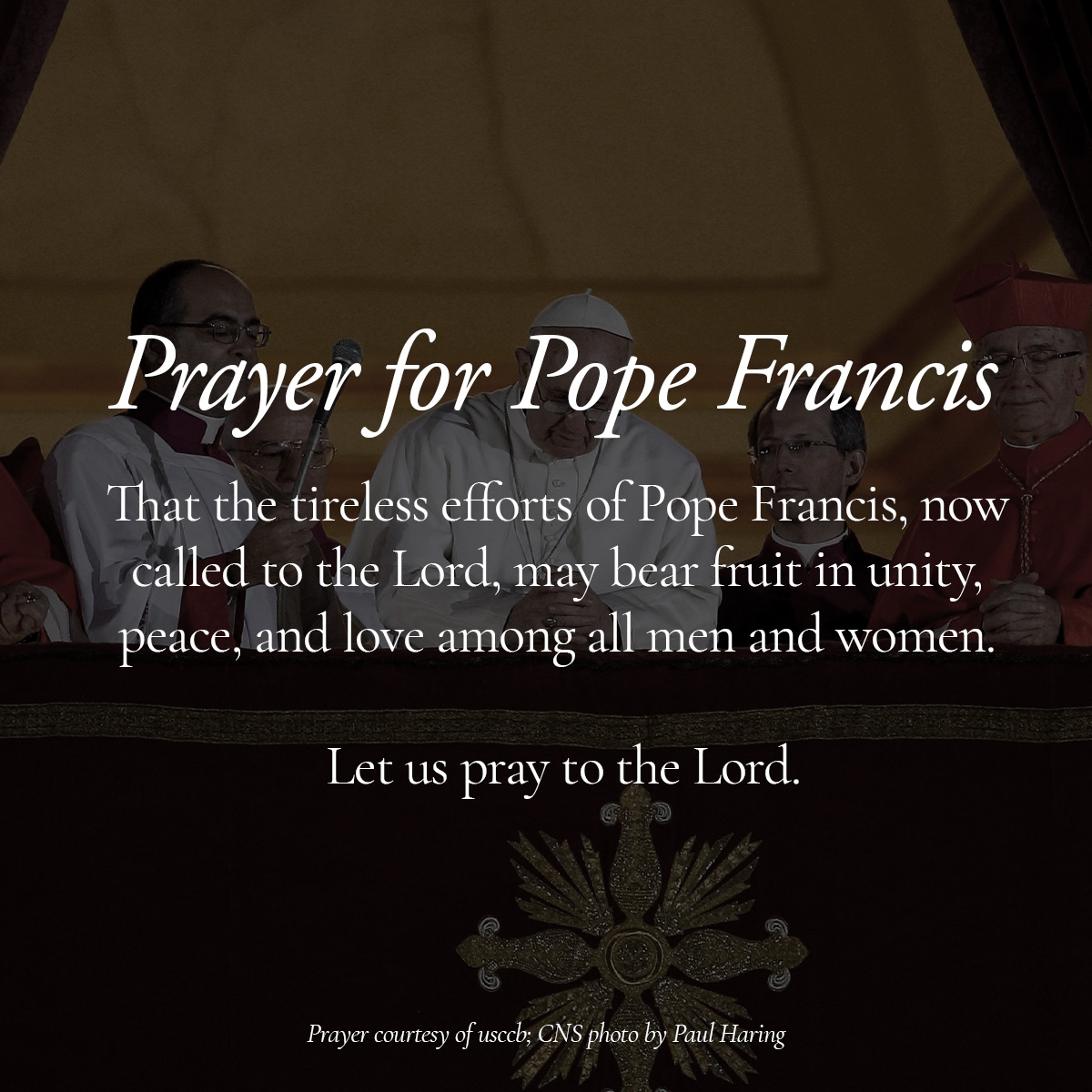 We continue to pray for Pope Francis.  May eternal rest be granted unto him, O Lord...