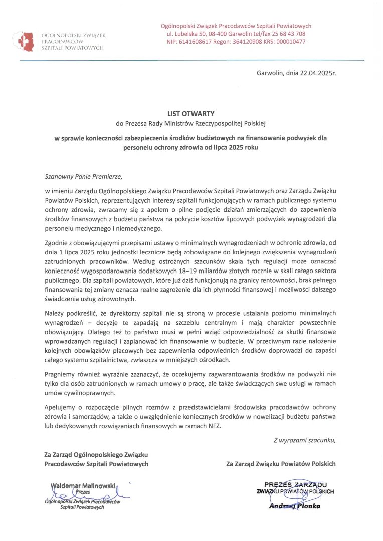 Ogólnopolski Związek Pracodawców Szpitali Powiat. (@ozpsp1) on Twitter photo Te podwyżki gwarantuje ustawa, dlatego państwo musi wziąć za to odpowiedzialność - przekonuje prezes <a href="/OZPSP1/">Ogólnopolski Związek Pracodawców Szpitali Powiat.</a> Waldemar Malinowski. Politycy to zaakceptowali, powinna być dotacja z budżetu państwa, głosowali wszyscy za tą ustawą. Mamy nadzieję, że są na tyle odpowiedzialni, że nie Te podwyżki gwarantuje ustawa, dlatego państwo musi wziąć za to odpowiedzialność - przekonuje prezes <a href="/OZPSP1/">Ogólnopolski Związek Pracodawców Szpitali Powiat.</a> Waldemar Malinowski. Politycy to zaakceptowali, powinna być dotacja z budżetu państwa, głosowali wszyscy za tą ustawą. Mamy nadzieję, że są na tyle odpowiedzialni, że nie