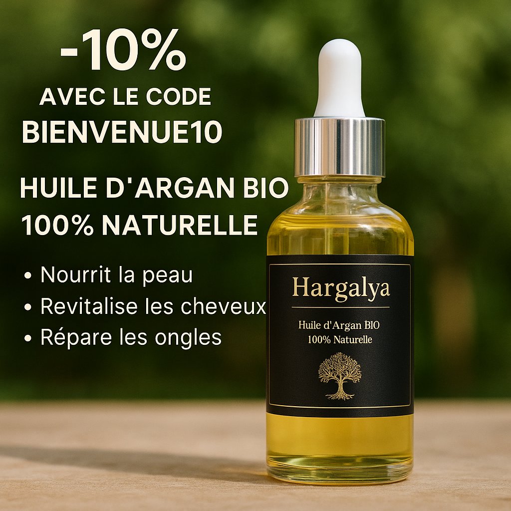 💥 Peau sèche ? Cheveux ternes ? On a ce qu’il te faut 👇
🌿 L'huile d'argan Hargalya : pure, puissante, marocaine 🇲🇦 – basée en France 🇫🇷
✨ Hydratation, éclat, force – naturellement.
🎁 -10% avec le code BIENVENUE10
      #ArganOil #Skincare #CheveuxNaturels #Hargalya