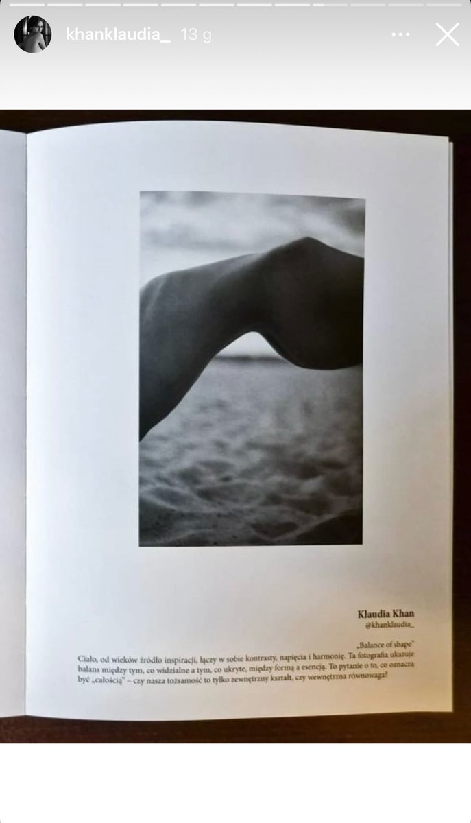 „Balance of shape” by Klaudia Khan 

Kawałek mojego ciała został uwieczniony w albumie o kobiecej wrażliwości i spojrzeniu na piękno „Polish Women Photographers”. Bardzo się cieszę, że mogę być częścią tej niekończącej się historii 🤍✨

#polish #women #photographers