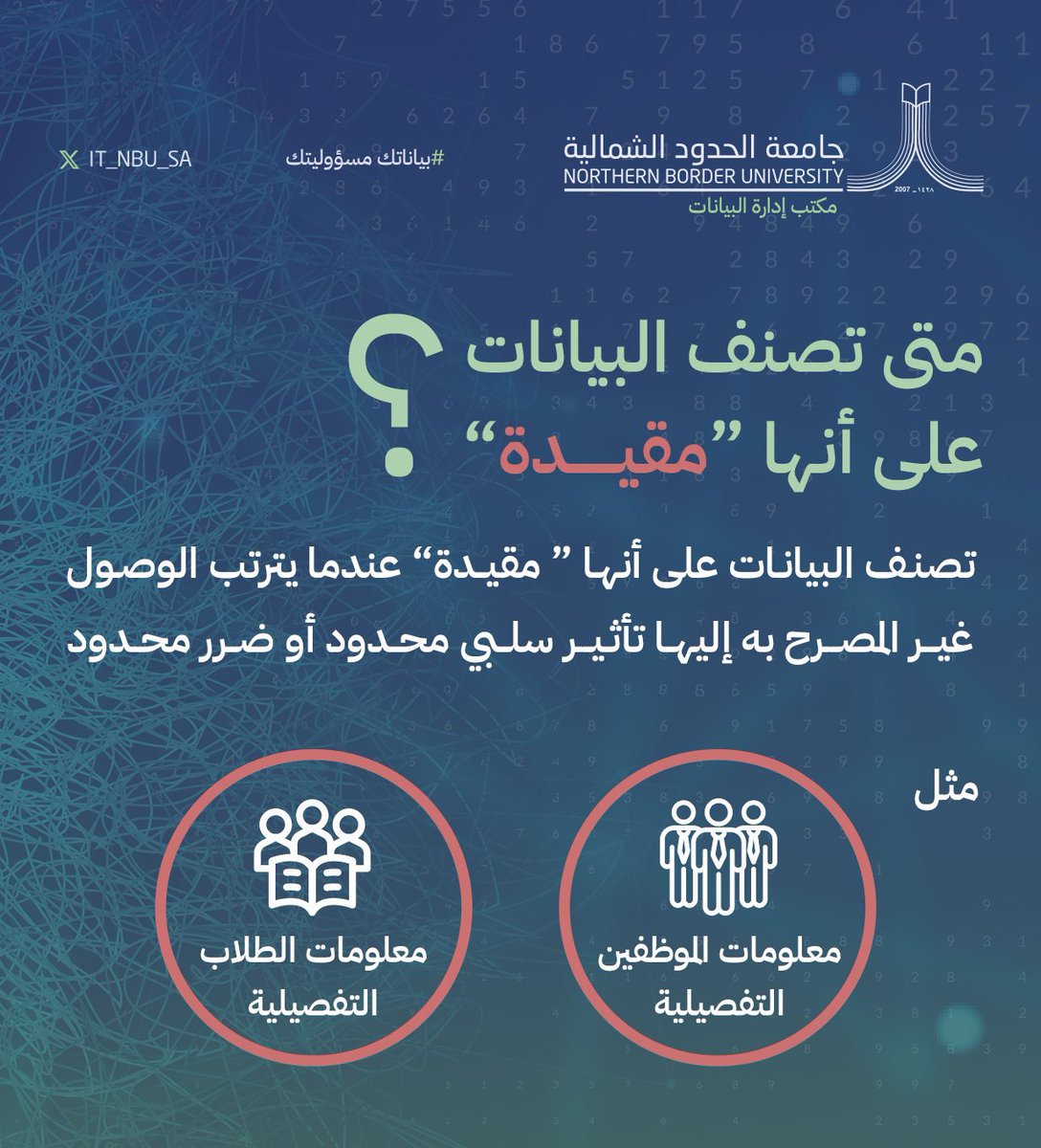 تعرف على حالة تصنف البيانات في 
#جامعة_الحدود_الشمالية