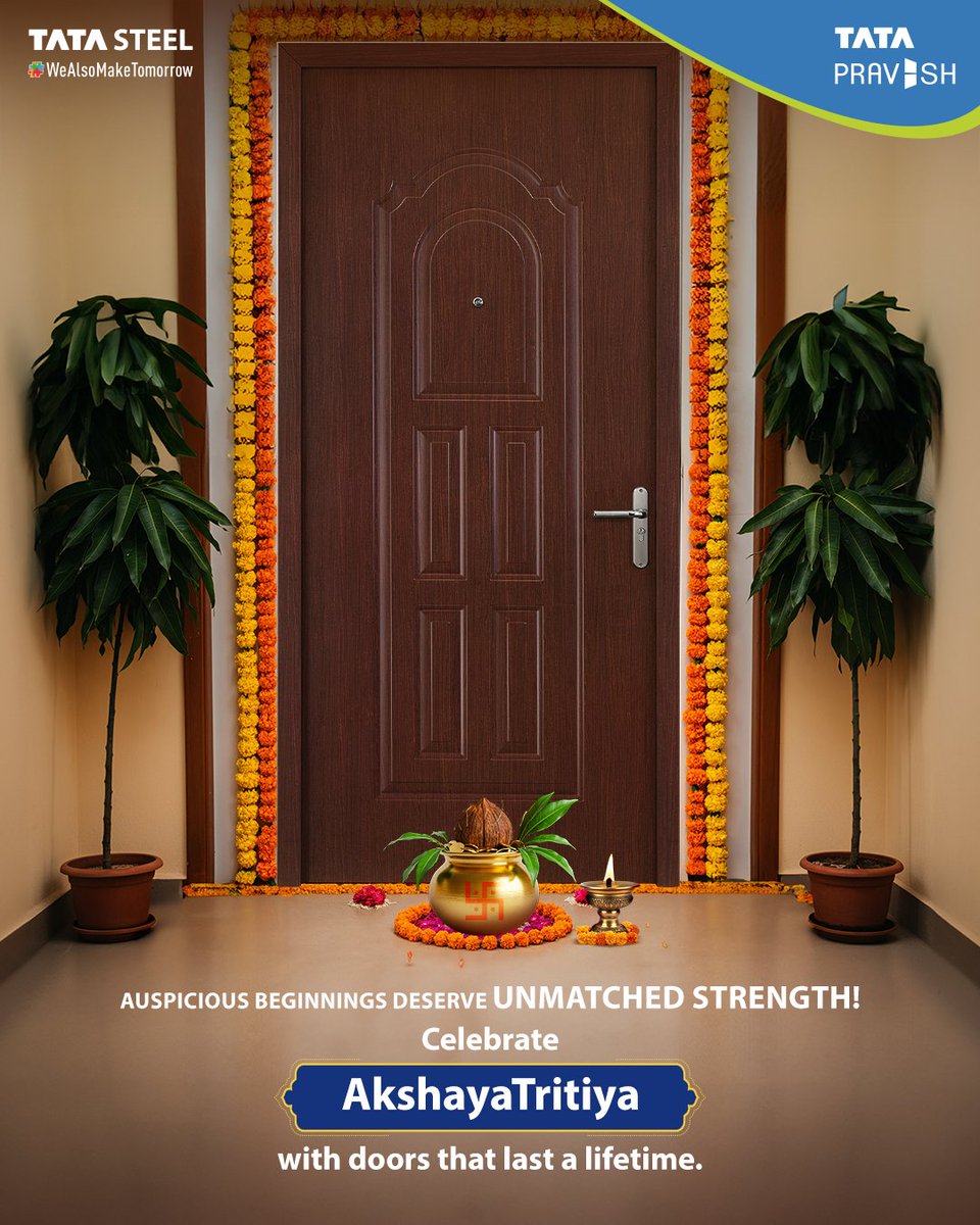 TataPravesh's tweet photo. Strong beginnings deserve stronger doors.
This festive season, bring home not just tradition, but trust, strength, and security that lasts a lifetime.

Happy Akshaya Tritiya!
.
.
#TataPravesh #AkelaHiKaafiHai #AHKH #AkshayaTritiya #SecureStart #Auspicious #Wishing #Celebration https://t.co/0EoEe87dC2