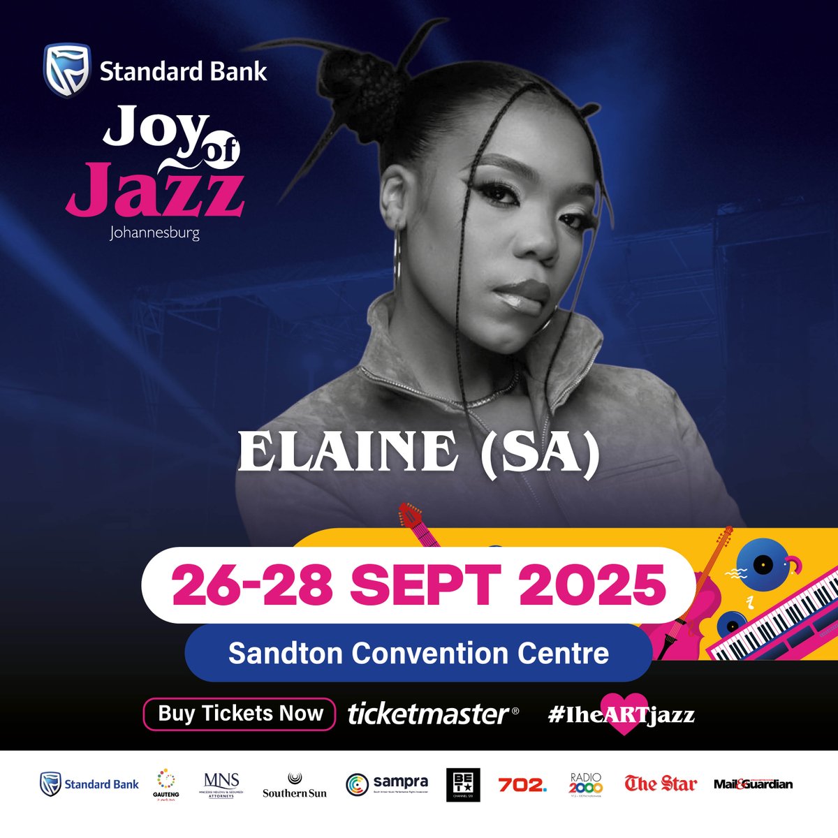 🎺 Elaine 🎺 Standard Bank Joy of Jazz 26th Edition Official Lineup Announcement! 📅 Don’t miss this landmark performance 26–28 September 2025.
🔗 Book your seat: [bit.ly/joyofjazz2025]

#TakeMeThere #StandardBankJoyOfJazz #sbjoj2025 #IheARTJazz