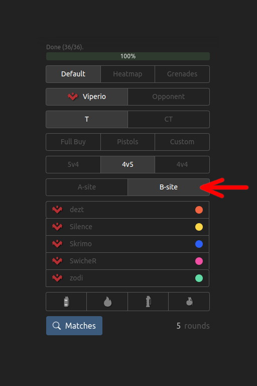 You can now filter rounds by A-site or B-site in the analysis view. 🔥