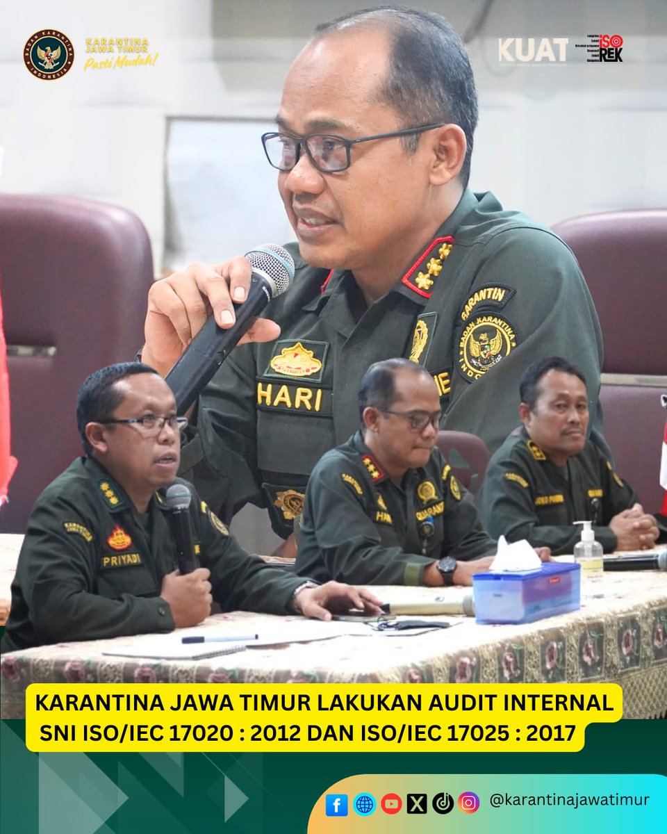 karantinajatim's tweet image. Karantina Jawa Timur Lakukan Audit Internal SNI ISO/IEC 17020 : 2012 dan ISO/IEC 17025 : 2017

#barantin
#KarantinaIndonesia
#quarantine
#karantinajawatimur