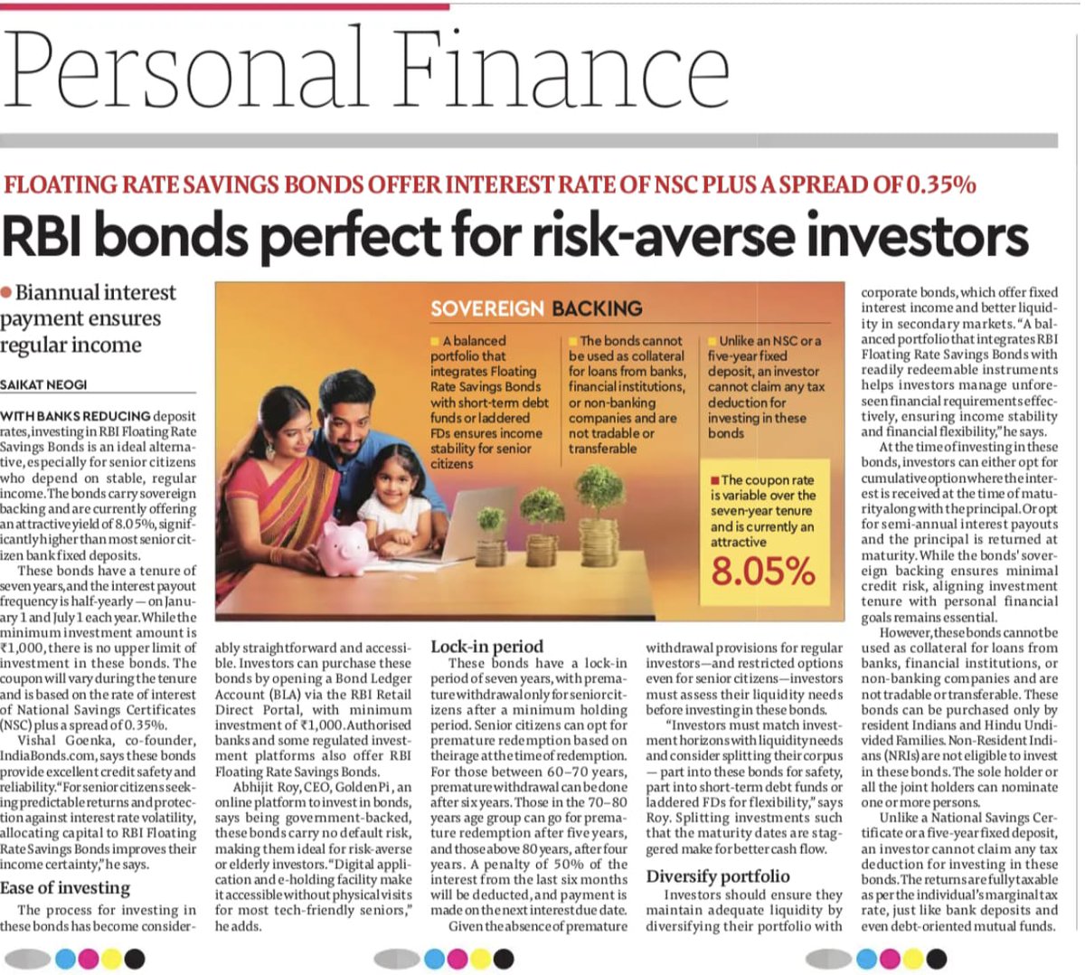 Discover why RBI Floating Rate Savings Bonds are ideal for risk-averse investors, offering attractive returns of 8.05%. Learn about their benefits for senior citizens, investment process, lock-in period, and tax implications.
Read more insights by Abhijit Roy, CEO of GoldenPi!