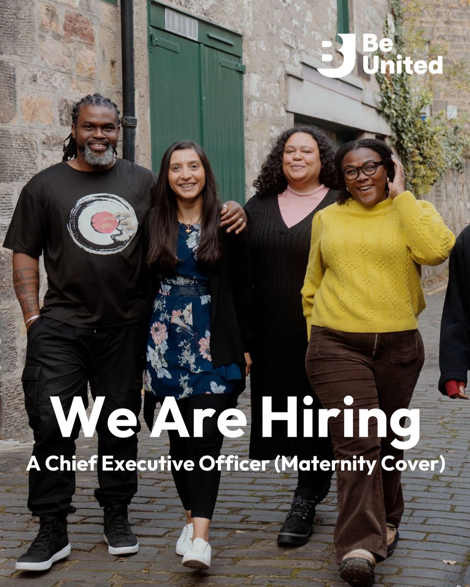 Be United is hiring a Chief Executive Officer (Maternity Cover).

🔗 More information: be-united.org.uk/be-united-is-h…

📩 To apply, send your CV and cover letter to info@be-united.org.uk.

🗓 Deadline: 30th June 2025.

#BeUnited #Hiring #ArtsLeadership #ScotlandJobs #CreativeSector
