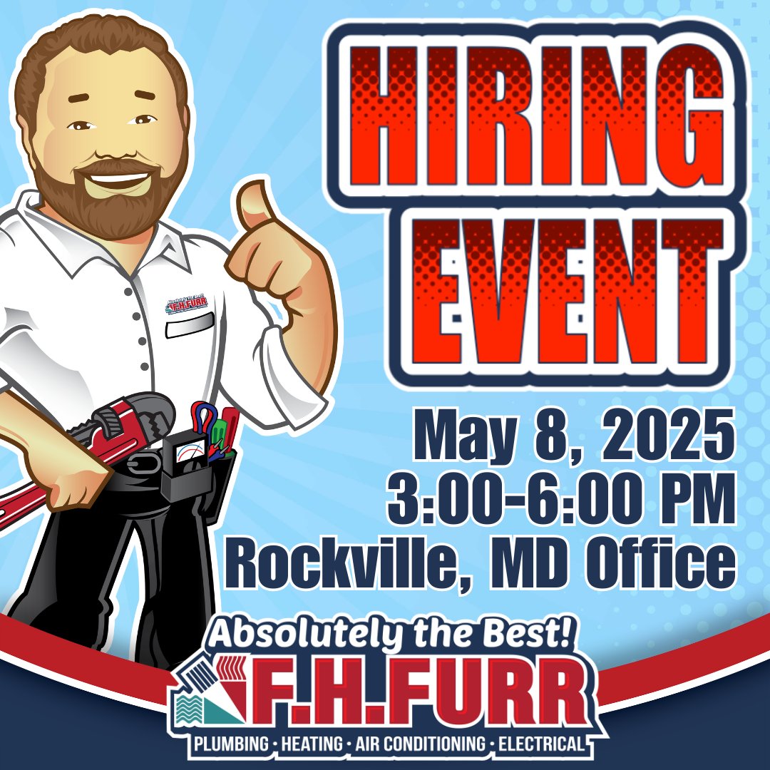 ⚡ We’re Hiring Electrical Service Techs! ⚡
Join us on Thursday, May 8, 2025, from 3:00 PM – 6:00 PM for a Hiring Event at our Rockville, MD office! We’re looking for skilled Electrical Service Technicians ready to power up their careers.
Register here: shorturl.at/AFwqE