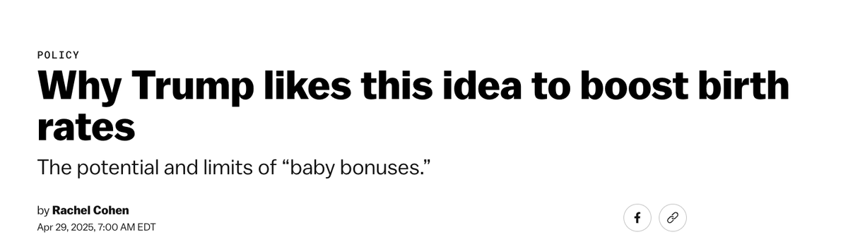 I wrote about "baby bonuses" — the research, the history, and why the messenger matters