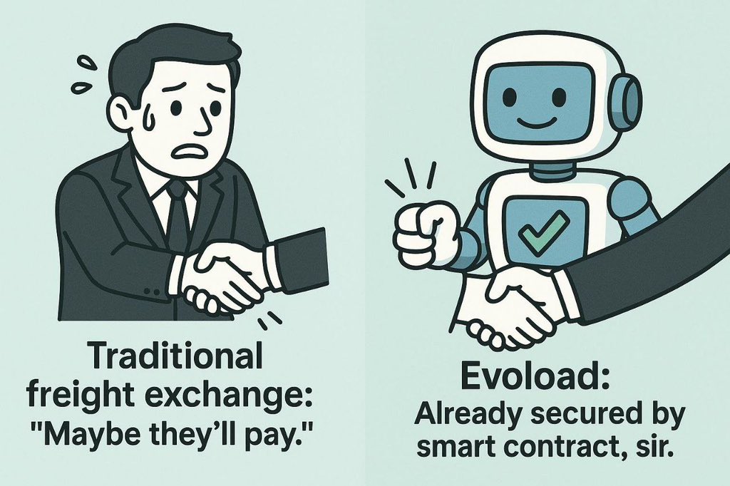 QueenPhina's tweet image. I have dealt with the old freight system—paperwork, brokers, waiting forever to get paid.

Never again.

With @evoload , it’s smart contracts, instant matches &amp;amp; guaranteed payments.

No middleman.

No delays.

Just full control and faster cash flow.

 #Web3Logistics