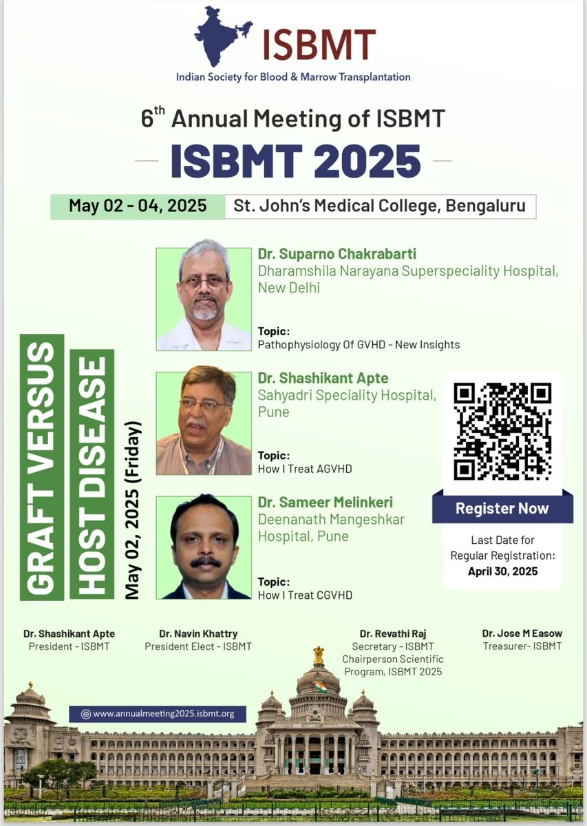 Sign in to listen to experts on the latest developments in GVHD during #ISBMT2025 <a href="/IsbmtU/">ISBMT_UPDATES</a>
On day 1: 

1. Pathophysiology of GVHD- Dr Suparno Chaktabartuli
2. How I treat aGVHD- Dr Sashikant Apte
3. How I treat cGVHD- Dr Sameer Melinkeri

Register here annualmeeting2025.isbmt.org