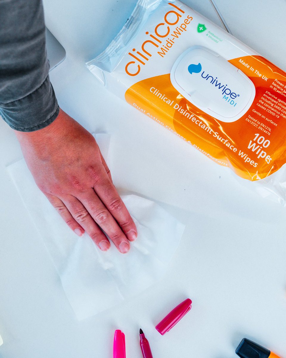Norovirus spreads fast in schools &amp; care homes. Uniwipe Clinical Midi-Wipes kill 99.999% of bacteria &amp; target viruses like Norovirus. Use: One Wipe, One Surface—wipe, wait, bin. Stay safer.