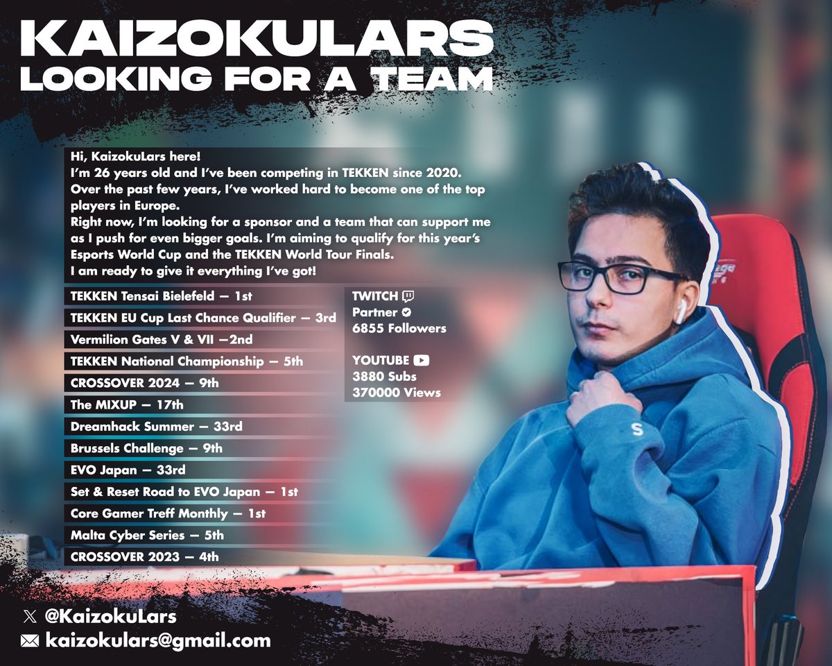KaizokuLars's tweet image. I'm currently looking for a team to join and aiming to qualify for the EWC this year. I'm highly motivated and ready to give it my all alongside a strong team. If you're interested, feel free to reach out. 🫡

RT’s appreciated 🔁