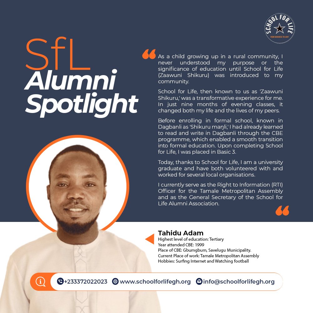 SchoolforLifeG1's tweet photo. We are happy to share with you, the inspiring journey of our CBE alumnus on the SfL Alumni Spotlight.
Please, feel free to read more about him here 👇 
https://t.co/iY8WjWHj9u

#SchoolforLifeGhana #SfLGhana #SfLAt30 #SfLAlumniSpotlight #AlumniSpotlight #SfLAlumni #CBEAlumni https://t.co/QbIwceohO2