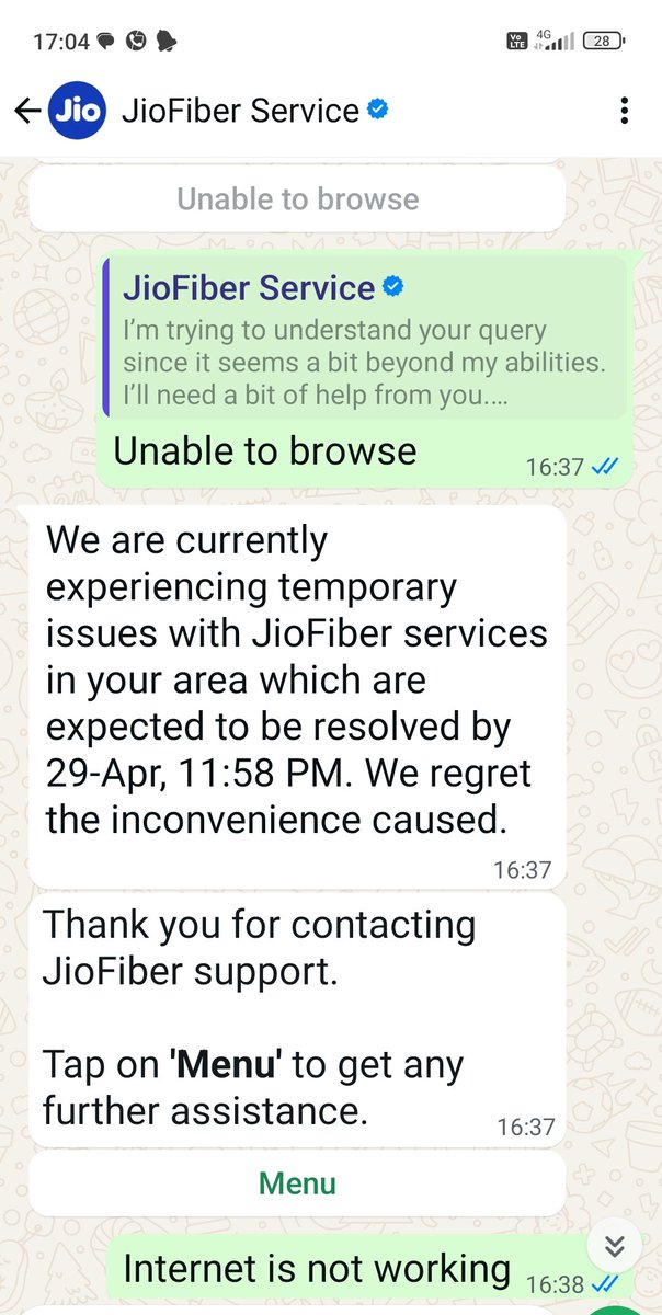 AmrapaliFlat's tweet photo. @RelianceJioCare,@reliancegroup, ,since 11am internet and wifi is still not working in South Motibagh n Nanakpura,New Delhi, Customer care is not working, I received this message, Not able to get anyone, when likely it will be restored. Ensure Those disruptions are compensated. https://t.co/lMvCd36AtB