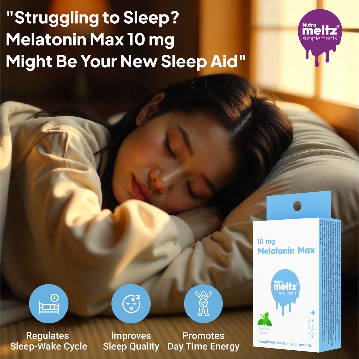 🛌 Struggling to Sleep? Meet Your New Sleep Aid! 🌙

Tired of tossing and turning?
Nutrameltz Melatonin Max 10 mg helps you: 
✨ Fall asleep faster
✨ Wake up refreshed
✨ Reset your sleep cycle naturally
✨ Say goodbye to sleepless nights!
➡️ Shop now: nutrameltz.ca/products/melat…