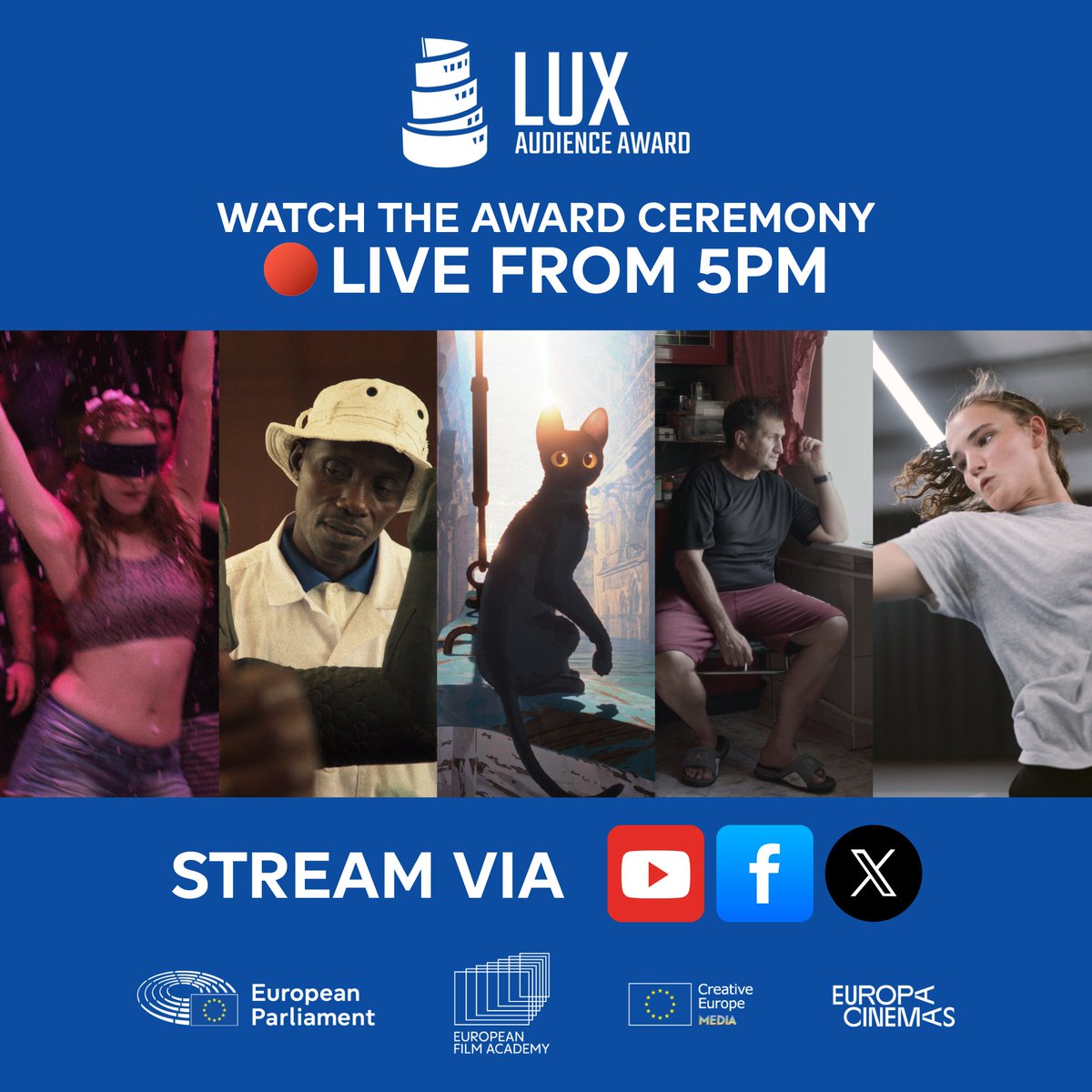 European Parliament Ireland (@epinireland) on Twitter photo We'll be live streaming the 2025 <a href="/luxaward/">LUX Audience Award</a> ceremony this evening via our main social media channels! 🎞️
Alternatively, watch via europa.eu/!4BFpqt
#LUXAudienceAward We'll be live streaming the 2025 <a href="/luxaward/">LUX Audience Award</a> ceremony this evening via our main social media channels! 🎞️
Alternatively, watch via europa.eu/!4BFpqt
#LUXAudienceAward