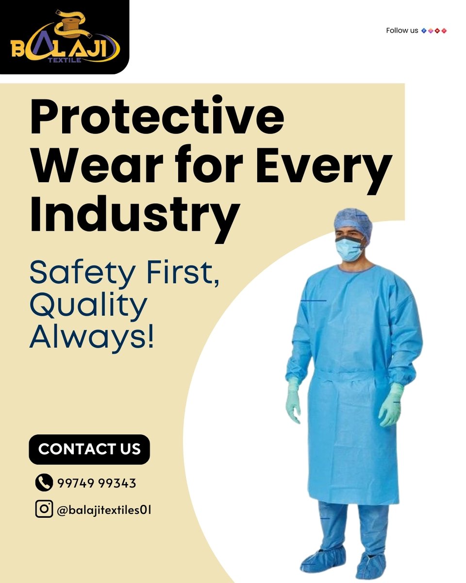 BalaJiTextiles0's tweet image. Balaji Textiles – Powering Every Profession with Smart Safety &amp;amp; Workwear Solutions!
👕 Breathable Summer Wear
🦺 Industry-Approved Protection
👞 Bulk Orders &amp;amp; Custom Branding Available
📞 Call Us: 99749 99343
📸 Follow Us: @balajitextiles01
#workwearsolutions #safetygear #ppekits