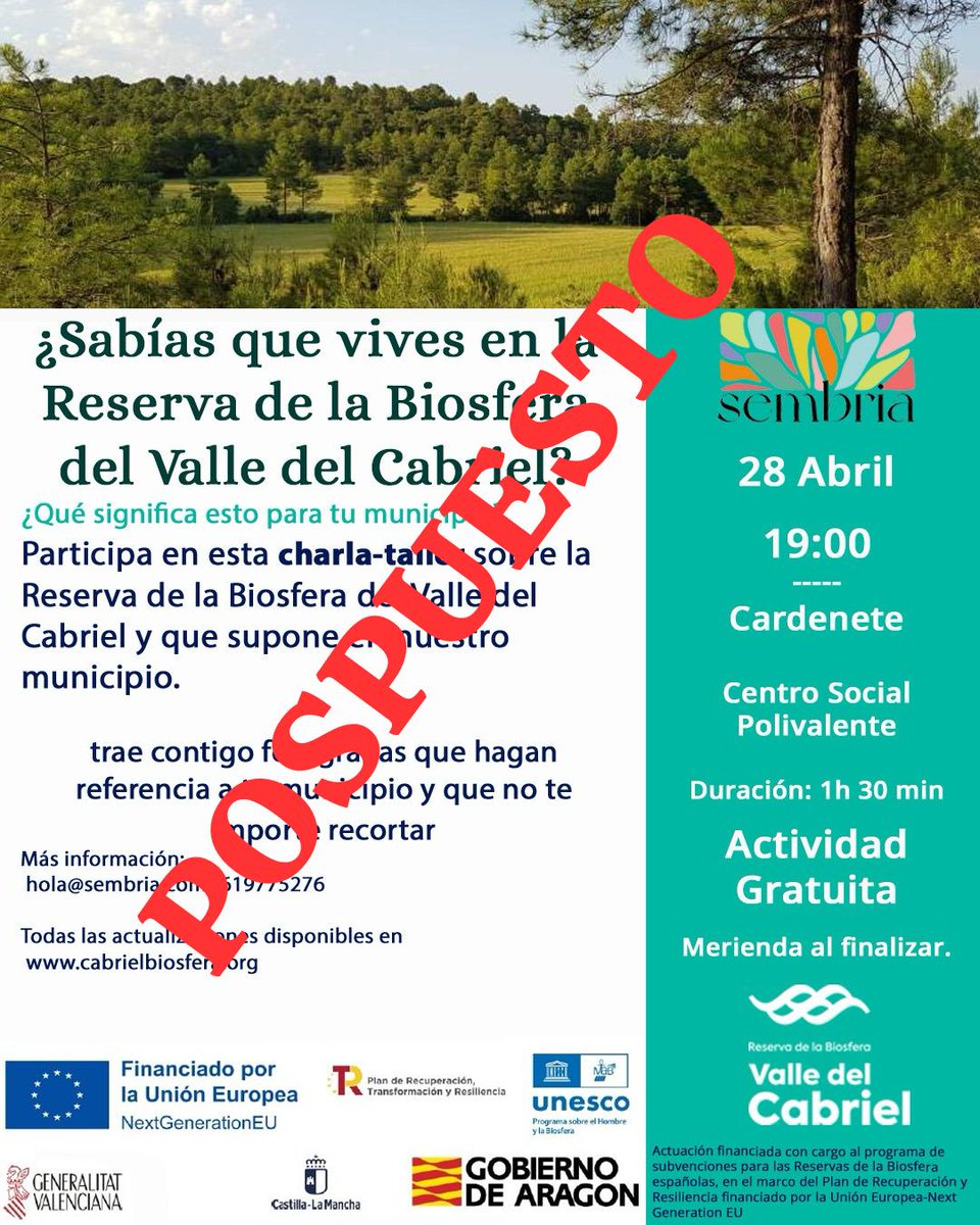 📢𝐈𝐍𝐅𝐎𝐑𝐌𝐀𝐂𝐈Ó𝐍
Debido al apagón, el taller de ayer de <a href="/Sembria_Hub/">Sembria</a> queda pospuesto. La nueva fecha se publicará lo antes posible. Gracias por su comprensión y disculpen las molestias.