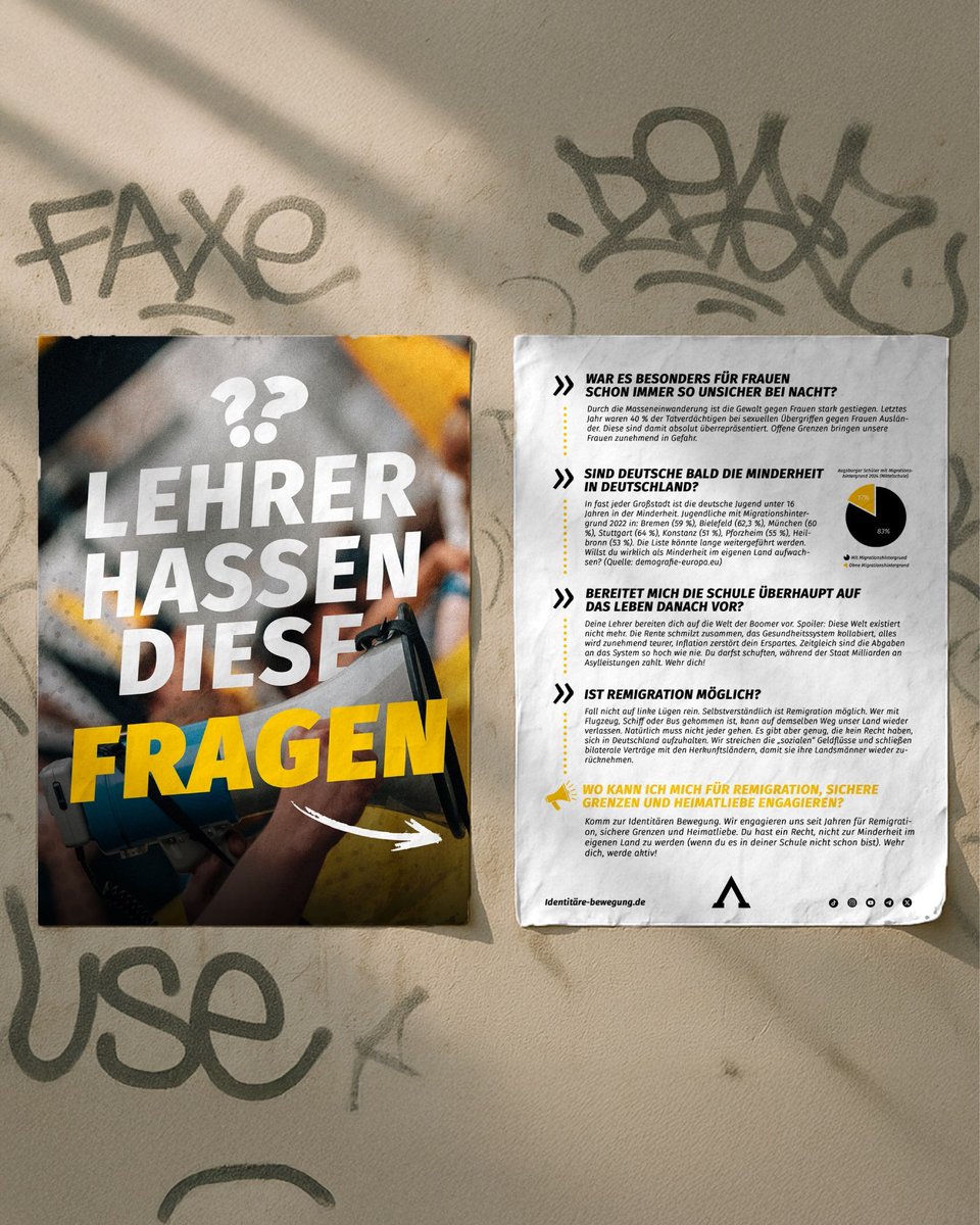 Erinnert ihr euch noch an das Mädchen, das von der Polizei aus dem Unterricht gezogen wurde, weil sie einen AfD-Schlumpf gepostet hat?
 
Der Skandal-Schlumpf hat ihre Schule besucht und er hatte ein paar Flyer dabei!
Welcher Schüler traut sich, die berechtigten Fragen zu stellen?