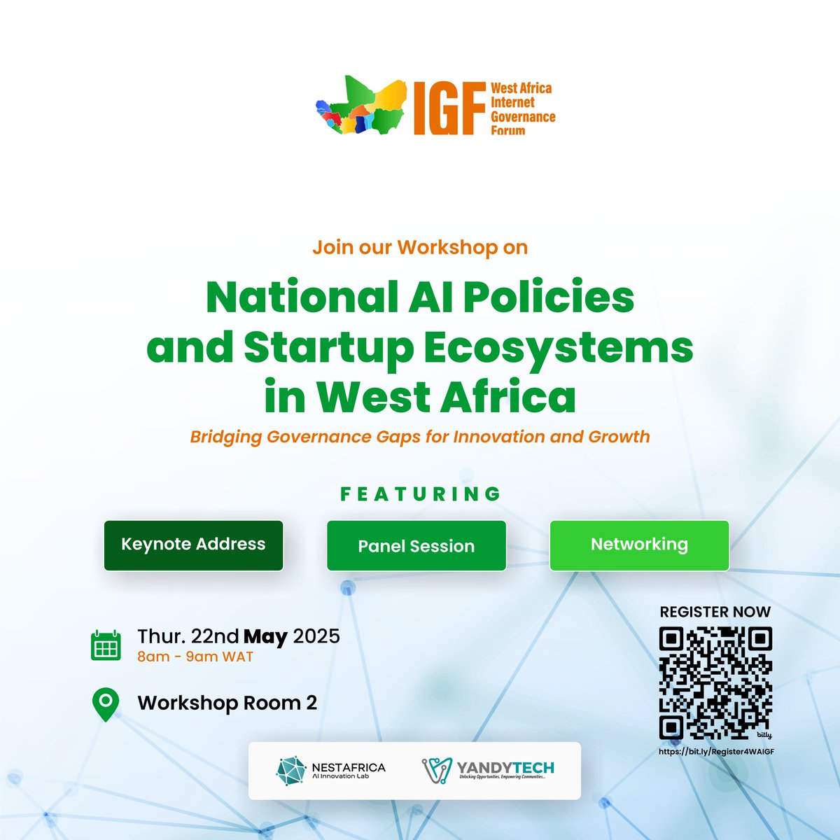 YandyTech Community (@yandytech) on Twitter photo Weβre hosting a workshop at #WAIGF2025 in Abuja:
βNational AI Policies and Startup Ecosystem in West Africa.β
In partnership with <a href="/NestAfricaAI/">Nest Africa AI Innovation Lab</a>, we'll explore how current policies support (or hinder) innovation and startup growth across the region. Weβre hosting a workshop at #WAIGF2025 in Abuja:
βNational AI Policies and Startup Ecosystem in West Africa.β
In partnership with <a href="/NestAfricaAI/">Nest Africa AI Innovation Lab</a>, we'll explore how current policies support (or hinder) innovation and startup growth across the region.