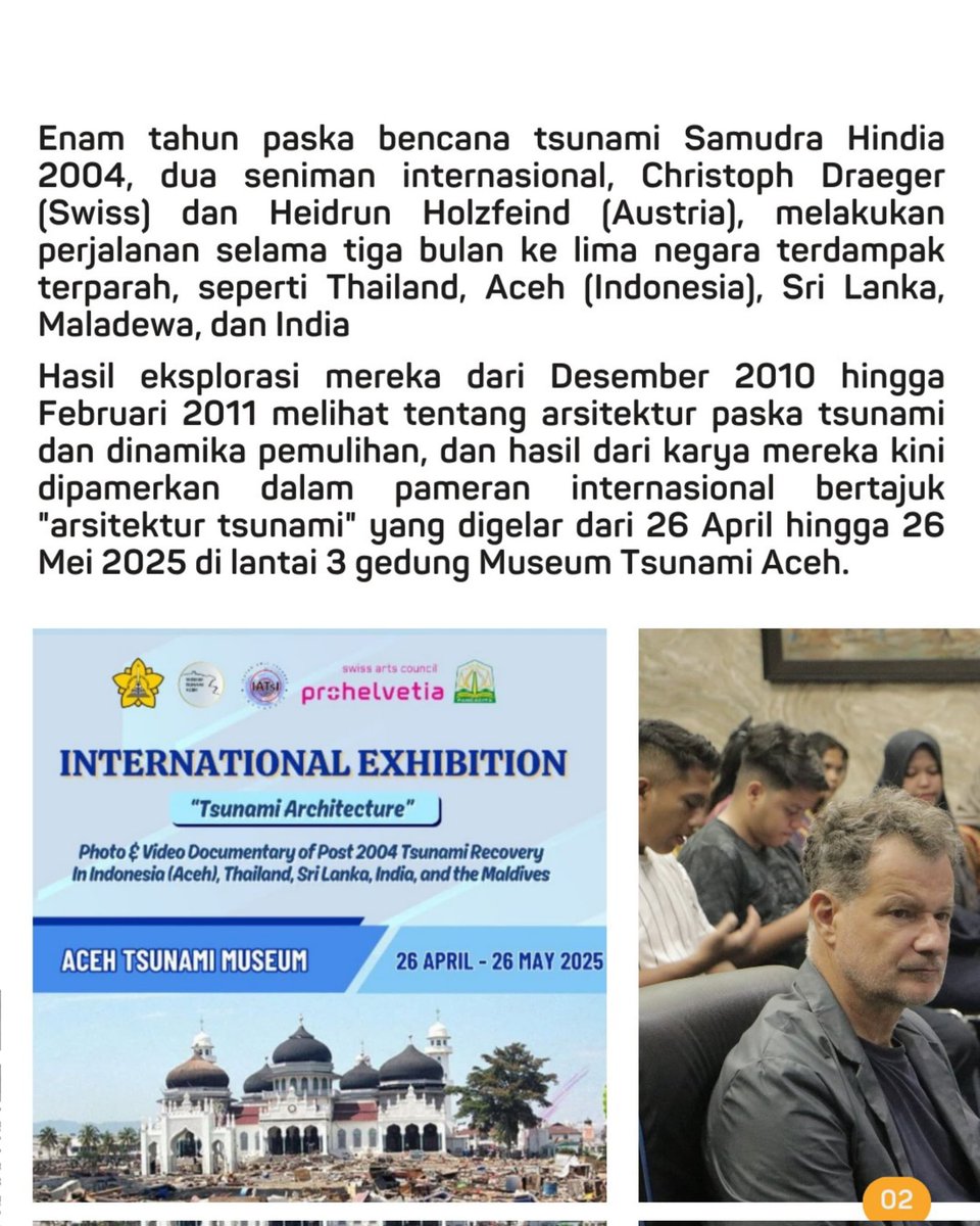 museumtsunamiid's tweet photo. Enam tahun paska bencana tsunami Samudra Hindia 2004, dua seniman internasional, Christoph Draeger (Swiss) dan Heidrun Holzfeind (Austria), melakukan perjalanan selama tiga bulan ke lima negara terdampak terparah,seperti Thailand, Aceh (Indonesia), Sri Lanka, Maladewa, dan India. https://t.co/R5jBLlxI3F