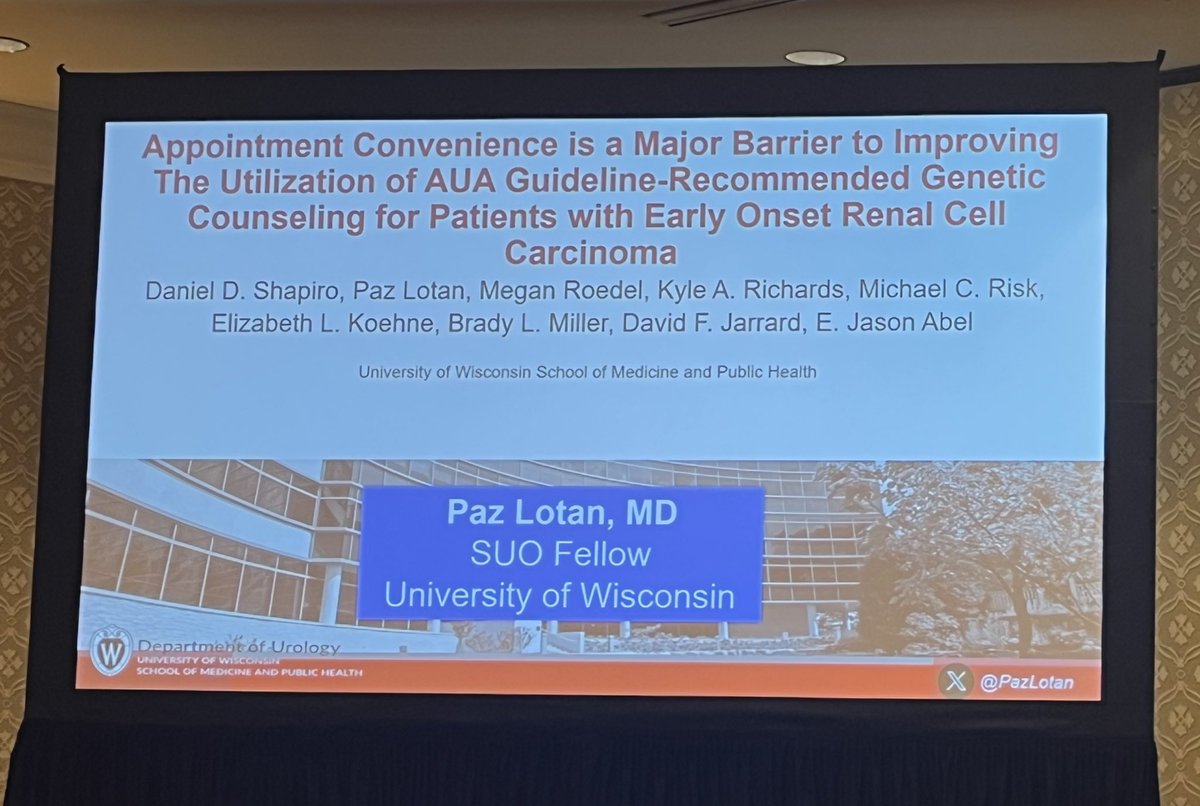 Daniel Shapiro (@d_shapiro1) on Twitter photo His final presentation looking at barriers to genetic counseling in RCC. Congrats <a href="/PazLotan/">Paz lotan</a> on an outstanding job at #AUA2025. <a href="/WiscUroOnc/">UW Urologic Oncology</a> <a href="/wiscurology/">UW Urology</a> <a href="/ejasonabel/">E Jason Abel</a> <a href="/NakadaSteve/">Steve Nakada</a> His final presentation looking at barriers to genetic counseling in RCC. Congrats <a href="/PazLotan/">Paz lotan</a> on an outstanding job at #AUA2025. <a href="/WiscUroOnc/">UW Urologic Oncology</a> <a href="/wiscurology/">UW Urology</a> <a href="/ejasonabel/">E Jason Abel</a> <a href="/NakadaSteve/">Steve Nakada</a>