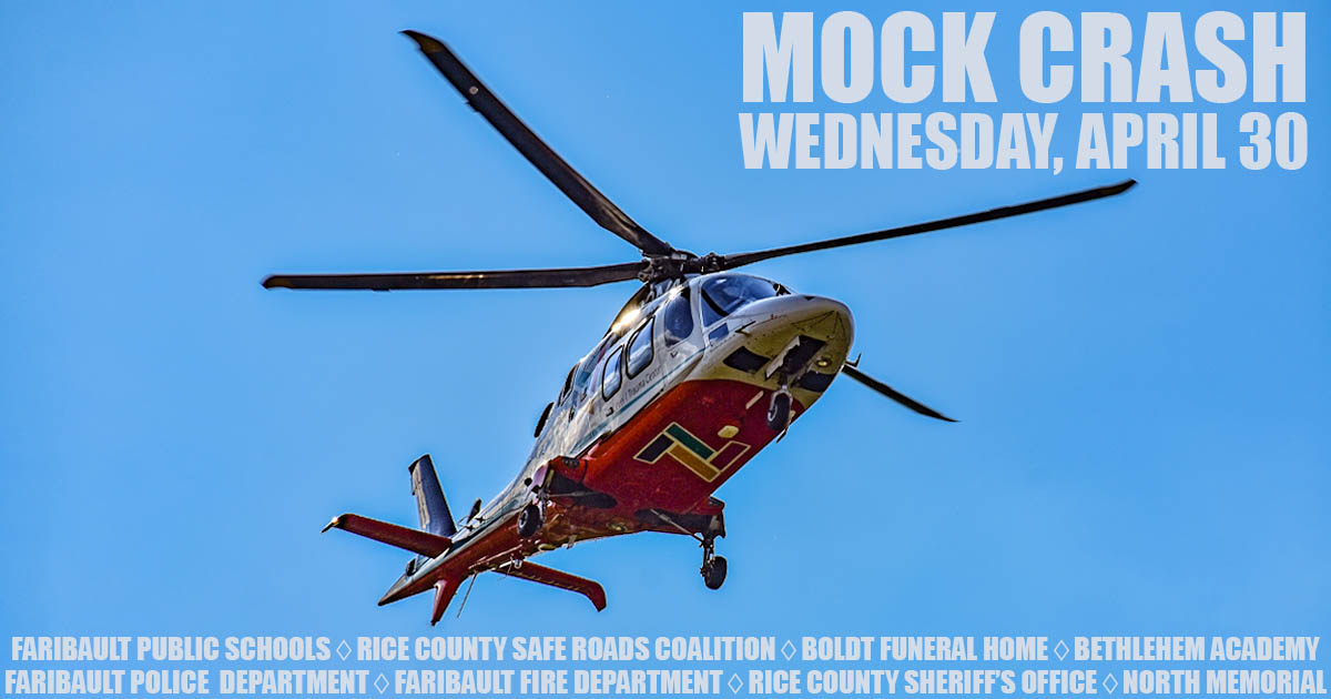 FaribaultPolice's tweet photo. A number of our public safety partners will be joining forces with Faribault Public Schools and Bethlehem Academy for a Mock Crash tomorrow (April 30) at 1 p.m. on the grounds of Bethlehem Academy. https://t.co/EXzhvZToRu