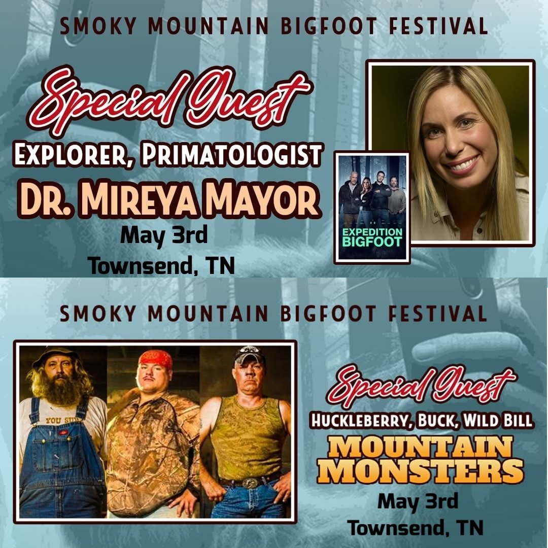 Coming up this weekend! Smoky Mountain Bigfoot Festival with CPM family @RealMtMonsters and <a href="/mireyamayor/">Dr. Mireya Mayor</a> Don't miss out on one of the biggest Bigfoot Festivals of the year!