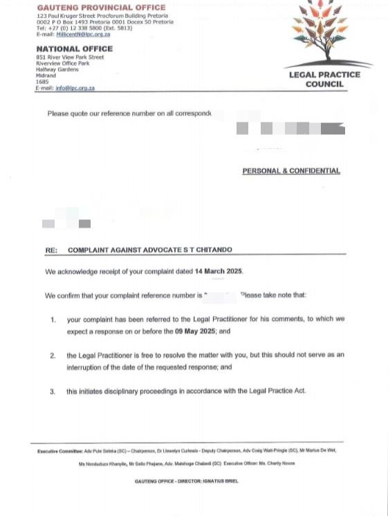 DelaKufaPatriot's tweet photo. Breaking News:

Advocate Simba Chitando an Illegal Immigrant Lawyer from Zimbabwe is going to have his Fate known by Tuesday 6 May 2025.

Patriotic South Africans have instructed @HomeAffairsSA to produce evidence of Simba's status in the Country.

Minister of Home Affairs to address Parliament fully on the Issue by Tuesday.

This  follows a Complaint at the LPC and Home Affairs by Patriotic Forces, @ForcesPFSA that Advocate Simba Chitando is an Illegal Immigrant.

After the Complaint the LPC launched and Investigation and demanded a reply from Simba Chitando before May 30.

Home Affairs also made an Investigation, tasking their most Senior Manager to Investigate 

Advocate Simba Chitando must be Deported.

On Tuesday the Minister must:

Answer the Question: Is Simba Legal in South Africa. Does he have the South African Citizenship which entitles him to practice as Advocate.

An Investigation by Patriots showed that no records of Simba are at HOME AFFAIRS prompting  a Complaint.

@AbahambSepelang 
@LadyAbahambe 
@Action4SA 
@Shokwakhe16 
@Maps_rza 
@PSAFLIVE 
@Galela15505225 
@Patriot_S_A 
@GaytonMcK 
@Whotounfollow1 
@OperationDudula 
@PatrioticMedia1 
@OperationDudula
