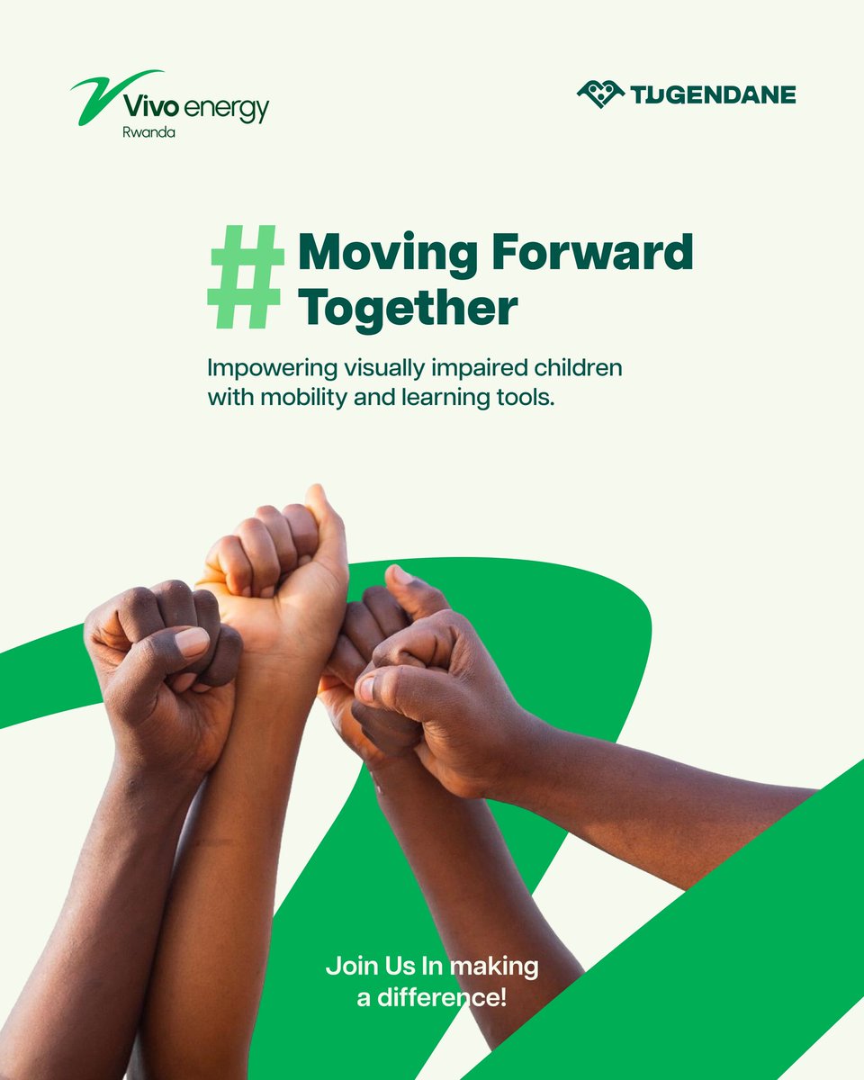 VivoEnergyRw's tweet photo. We’ve officially launched the #Tugendane Initiative a journey of dignity, inclusion & visibility for Rwanda’s visually impaired children.
Together, we can make an impact. Share this message and let’s create a ripple effect!
#MovingForwardTogether #VivoEnergyRwanda https://t.co/R6eiKhJhi2