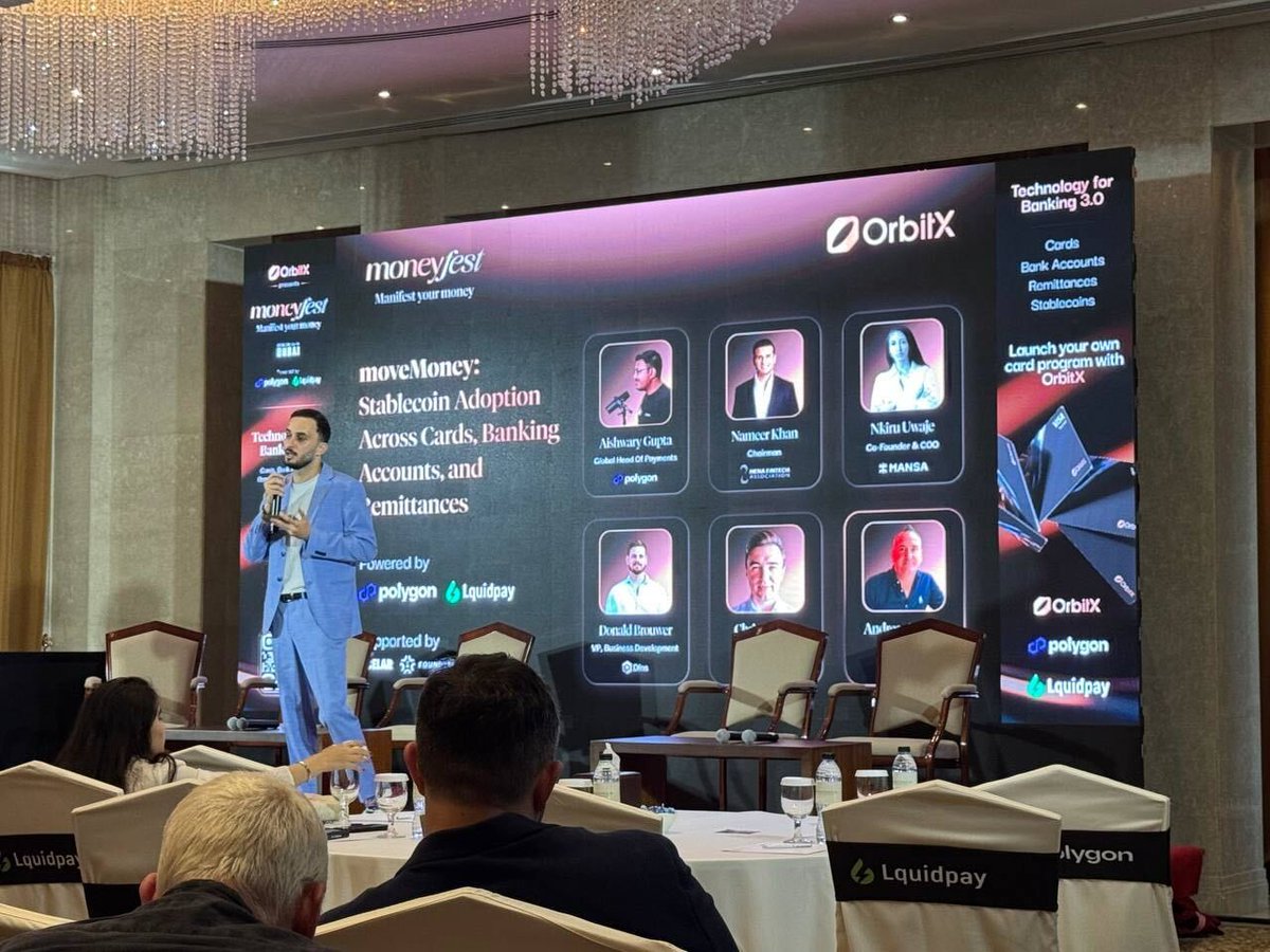 We were live at the <a href="/OrbitX_Pay/">OrbitX</a> MoneyFest where our co-founder and COO <a href="/nkiru_uwaje/">Nkiru Uwaje</a> spoke on the panel discussion: "moveMoney: Stablecoin Adoption Across Cards, Banking Accounts, and Remittances."

The panelists did well in educating us on how stablecoins are revolutionizing