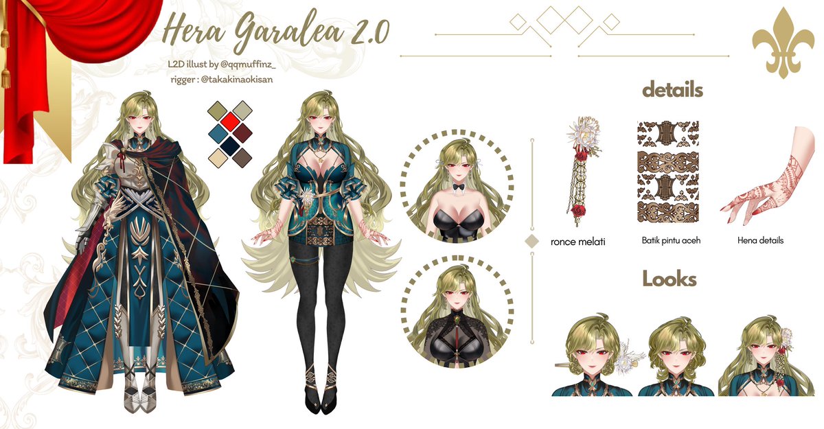 Hera Garalea MAHA5🦅 (@heragaralea) on Twitter photo ⚜️ HERA 2.0 CHARACTER SHEET ⚜️
𝑵𝒆𝒘 𝑶𝒖𝒕𝒇𝒊𝒕 2𝒏𝒅 𝑨𝒏𝒏𝒊𝒗𝒆𝒓𝒔𝒂𝒓𝒚 𝑺𝒑𝒆𝒄𝒊𝒂𝒍
👑 Illustrator: <a href="/daisyignaciay/">Daisy I.Y. 👒 MAHA5</a> & <a href="/qqmuffinz_/">qikiki🪩</a>
🔱 Rigger: <a href="/TakakiNaokiSan/">たかき なおき//(takakinaoki) ✦ live2d リガー!</a>
#Gala2Hera ⚜️ HERA 2.0 CHARACTER SHEET ⚜️
𝑵𝒆𝒘 𝑶𝒖𝒕𝒇𝒊𝒕 2𝒏𝒅 𝑨𝒏𝒏𝒊𝒗𝒆𝒓𝒔𝒂𝒓𝒚 𝑺𝒑𝒆𝒄𝒊𝒂𝒍
👑 Illustrator: <a href="/daisyignaciay/">Daisy I.Y. 👒 MAHA5</a> & <a href="/qqmuffinz_/">qikiki🪩</a>
🔱 Rigger: <a href="/TakakiNaokiSan/">たかき なおき//(takakinaoki) ✦ live2d リガー!</a>
#Gala2Hera