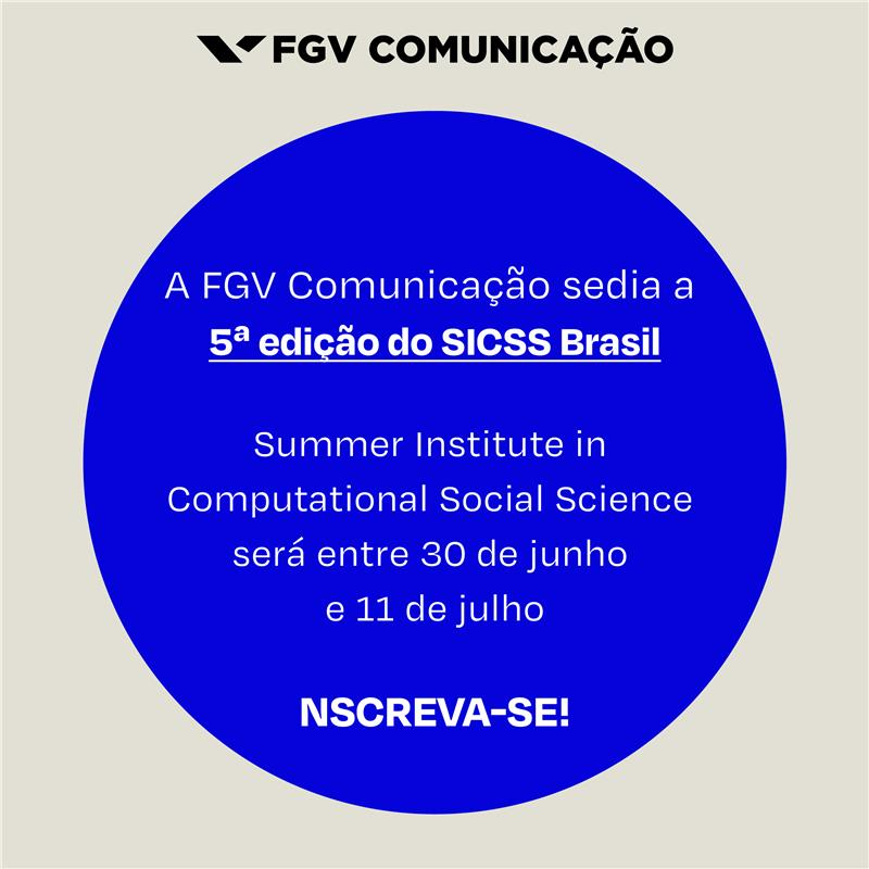 Quero convidá-los para se inscreverem no SICSS 2025. O Summer Institute in Computational Social Science, também conhecido como SICSS, é um treinamento de duas semanas sobre análise de dados, metodologias digitais e computacionais. 
link: sicss.io/2025/fgv-ecmi-…
+