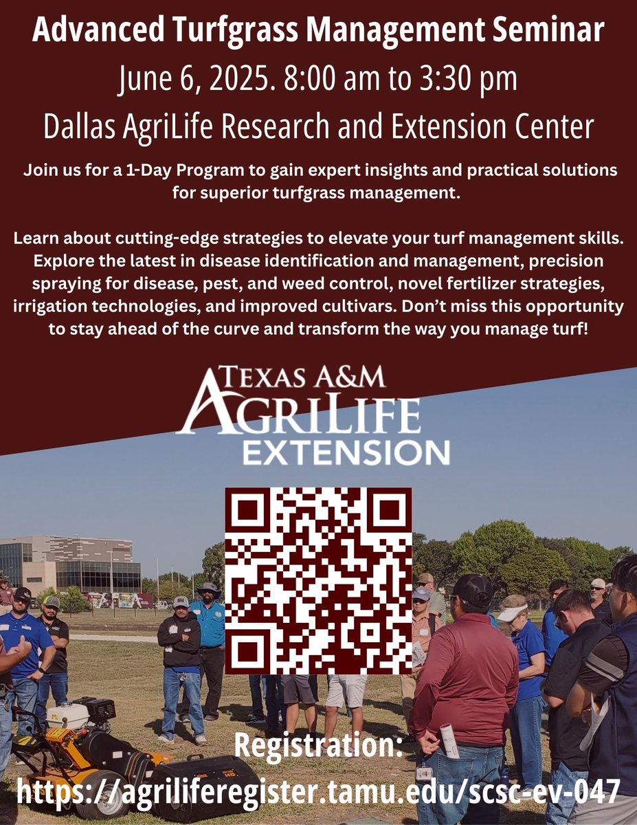 P. Agustin Boeri, Ph. D. (@dragustingrass) on Twitter photo Join us for this 1 Day Advanced Turfgrass Program on June 6 at <a href="/AgriLifeDallas/">AgriLifeDallas</a>! We are having <a href="/HutchensWendell/">Wendell Hutchens</a> as a highlight speaker to talk about Turfgrass Diseases and Emerging Technologies. <a href="/AggieTurf/">AggieTurf</a> <a href="/txextension/">Texas A&M AgriLife Extension Service</a> Join us for this 1 Day Advanced Turfgrass Program on June 6 at <a href="/AgriLifeDallas/">AgriLifeDallas</a>! We are having <a href="/HutchensWendell/">Wendell Hutchens</a> as a highlight speaker to talk about Turfgrass Diseases and Emerging Technologies. <a href="/AggieTurf/">AggieTurf</a> <a href="/txextension/">Texas A&M AgriLife Extension Service</a>