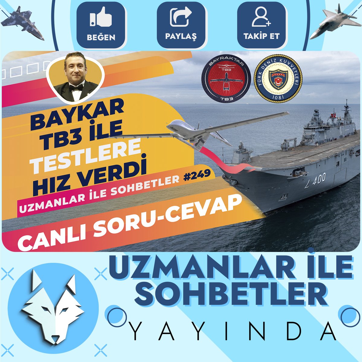 kanerkurt's tweet photo. 📢YAYINDAYIZ !! Baykar TB3 ile Testlere Hız Verdi |  Canlı Soru - Cevap
🔗https://t.co/nZ0xaJqnRh

#tb3 #kızılelma #bayraktartb3 #tcganadolu #baykar #baykartech #PiaggioAerospace #milliteknolojihamlesi #savunmasanayi #hürjet #canlı #sorucevap #türkiye #italya #pakistan https://t.co/2Fqv78Tpxf