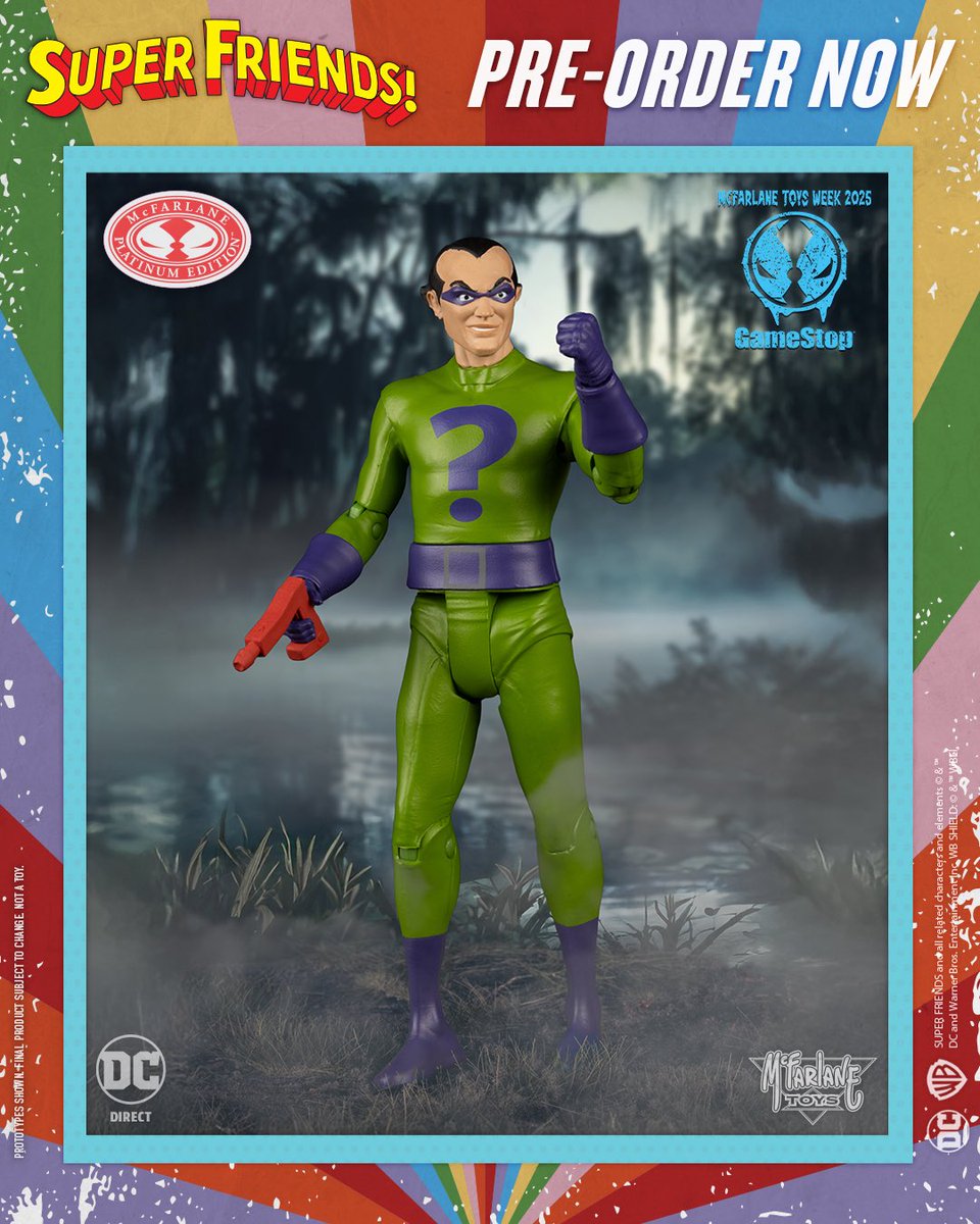 TheeUncleJerry's tweet image. 🗣️ Riddler™ Red Platinum Edition is available for pre-order NOW at @GameStop!

👉 bit.ly/4lTuvpp

 6" scale figure is based on the Super Friends™ show and includes Legion of Doom™ radio and stupid Spray gun.

#McFarlaneToys #DCRetro #Riddler #Batman #SuperFriends