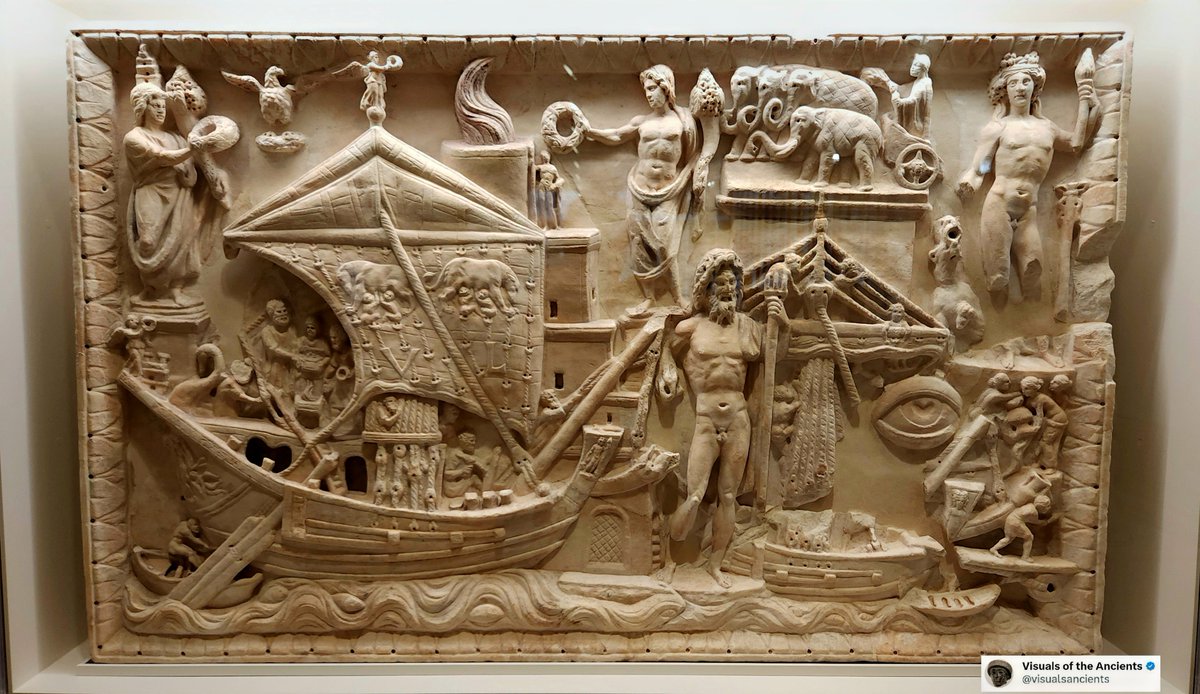 visualsancients's tweet image. 1/ By the 1st century AD, approx. 800k inhabitants lived in the "Eternal City." The imperial grain dole went to 200k of them every month. This was a logistical nightmare for the port city of Ostia.
The solution? The Harbour of Claudius.
A feast to the eyes, 🧵 of 📸 below!