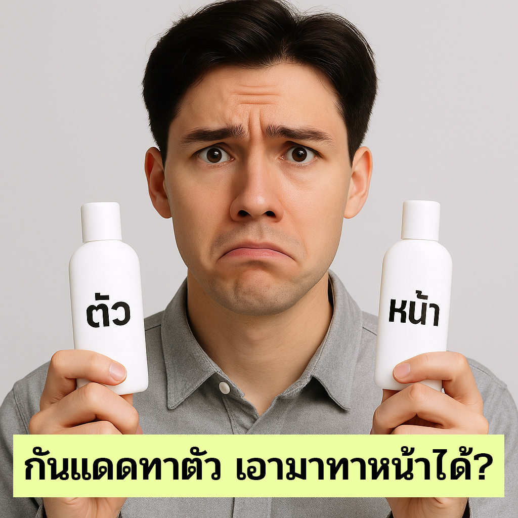 กันแดดทาตัว เอามาทาหน้าได้? จริงหรอ?

"มีคนบอกว่ามันแทบจะไม่ได้ต่างกันเลยในเชิงเคมี ต่างกันแค่ที่การตลาดเท่านั้น"
คำกล่าวอ้างที่ฟังดูง่ายและดึงดูดดีนะครับ แต่มันอาจทำให้หลายคนเข้าใจผิดได้ง่ายๆ เพราะเรื่องนี้ ไม่ใช่แค่การตลาด แต่เป็นเรื่องของ วิทยาศาสตร์ ความปลอดภัย