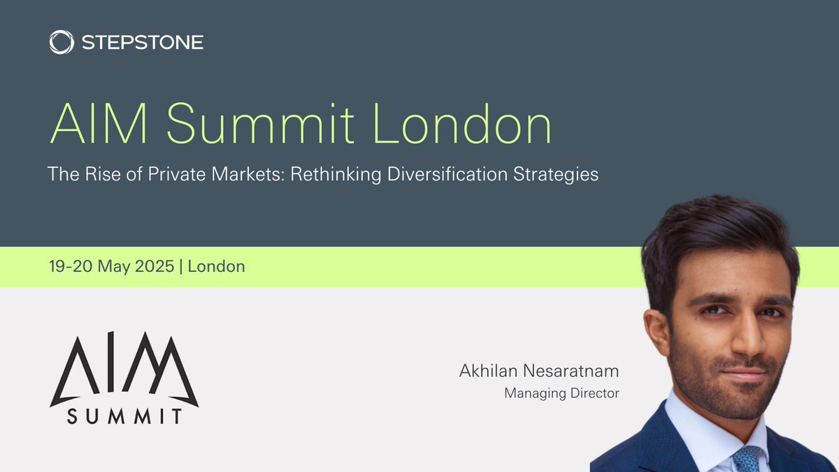 stepstonegroup's tweet image. Akhilan Nesaratnam, Managing Director at #StepStone, will be speaking at AIM Summit London on the panel “The Rise of Private Markets: Rethinking Diversification Strategies.”

Akhilan will join fellow industry leaders to explore how private markets are reshaping portfolio