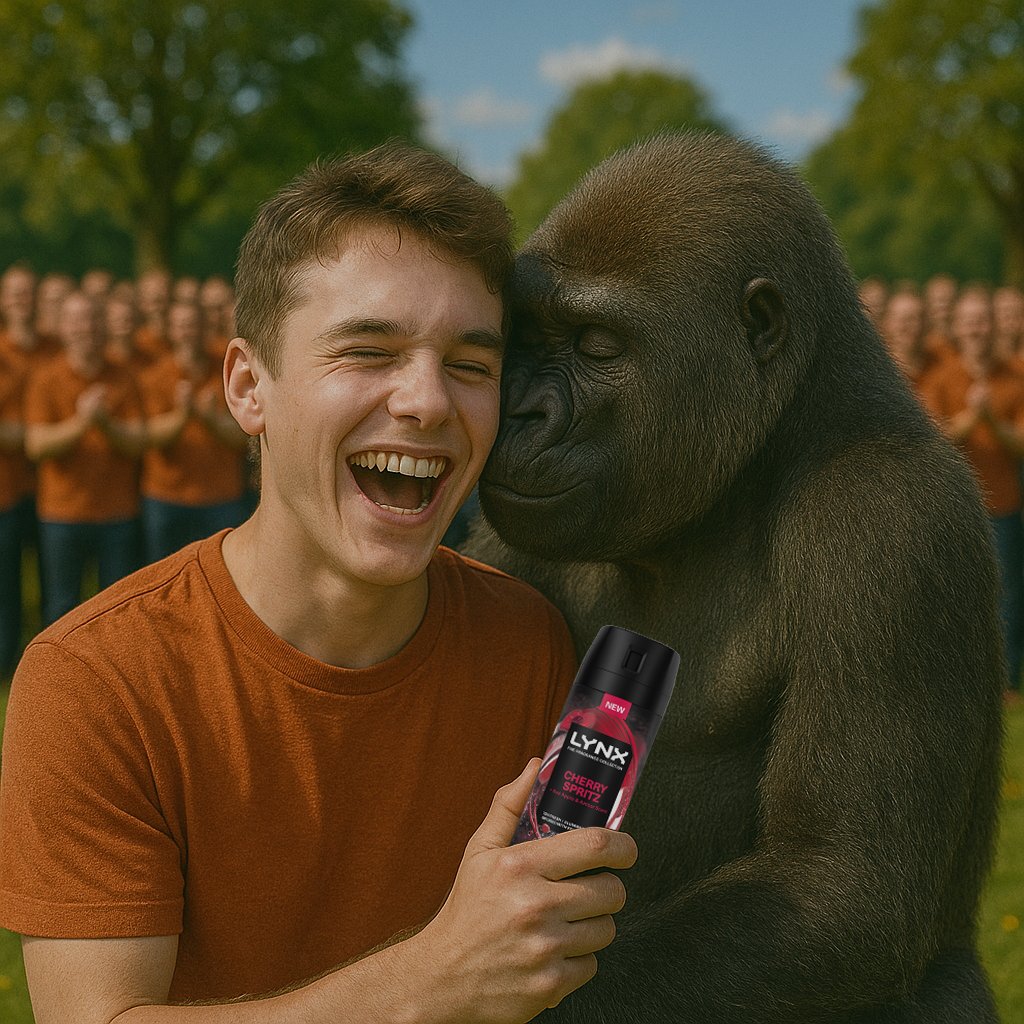 lynx's tweet image. 100 men vs 1 gorilla? what if they all wore Lynx?