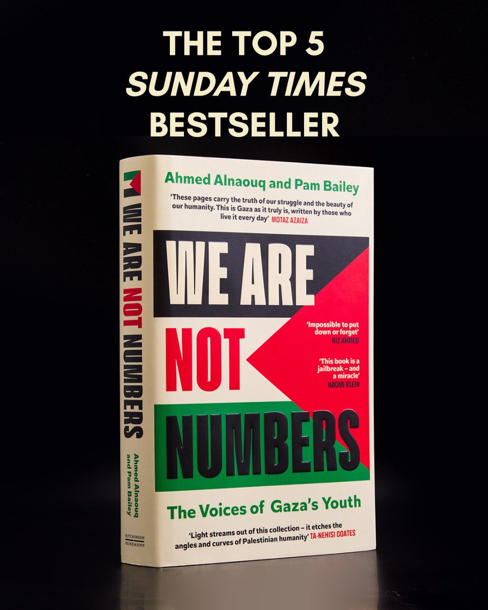 Brilliant news! We Are Not Numbers is an instant TOP 5 Sunday Times BESTSELLER! 

They tried so hard to silence the us Palestinians, but our voices are louder than ever! 

I am so proud of all these young writers from Gaza who have refused to be dehumanised and silenced.